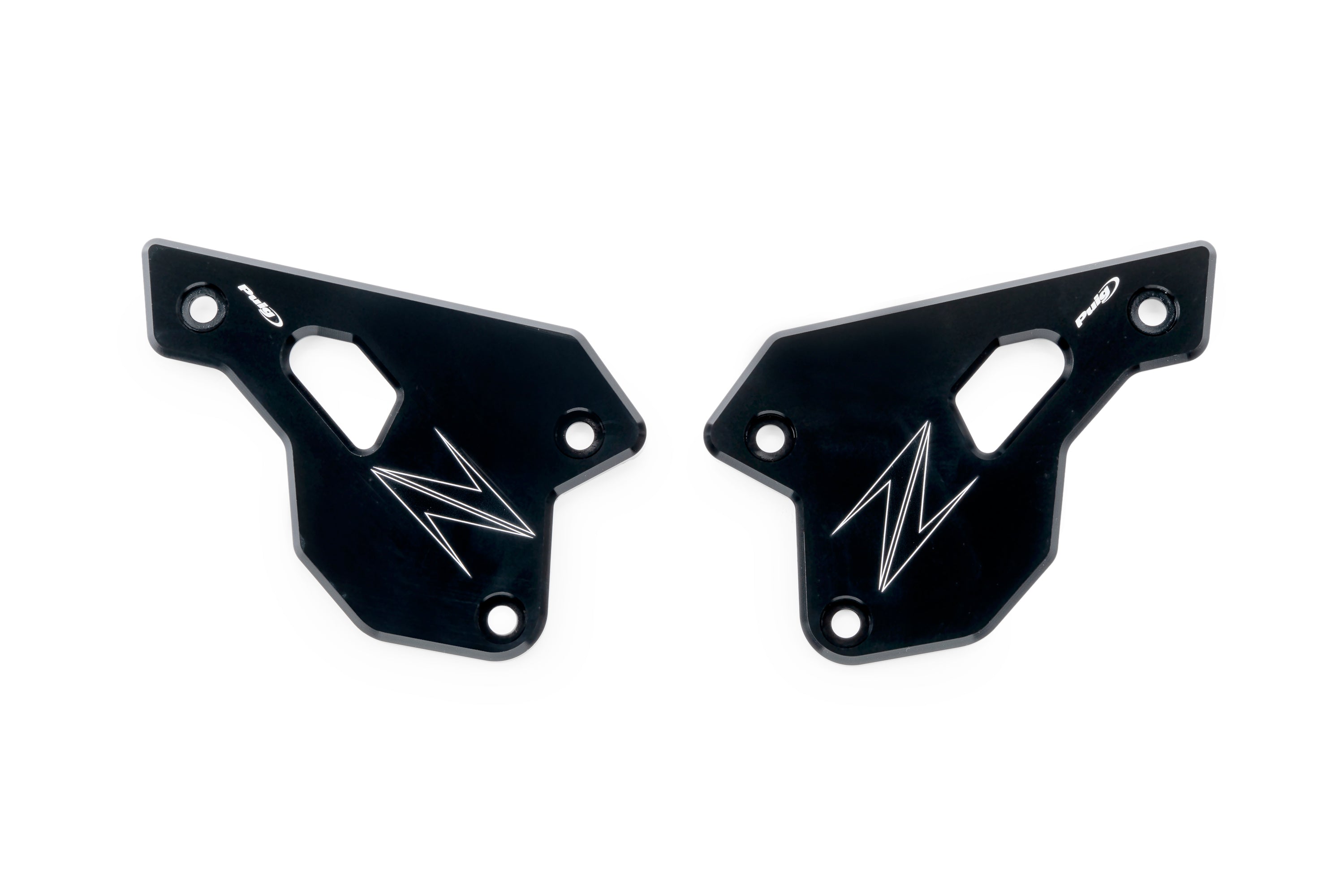 Puig Aluminium Heel Plates | Black | Kawasaki Z900/SE 2023>Current -   Pyramid Motorcycle Accessories