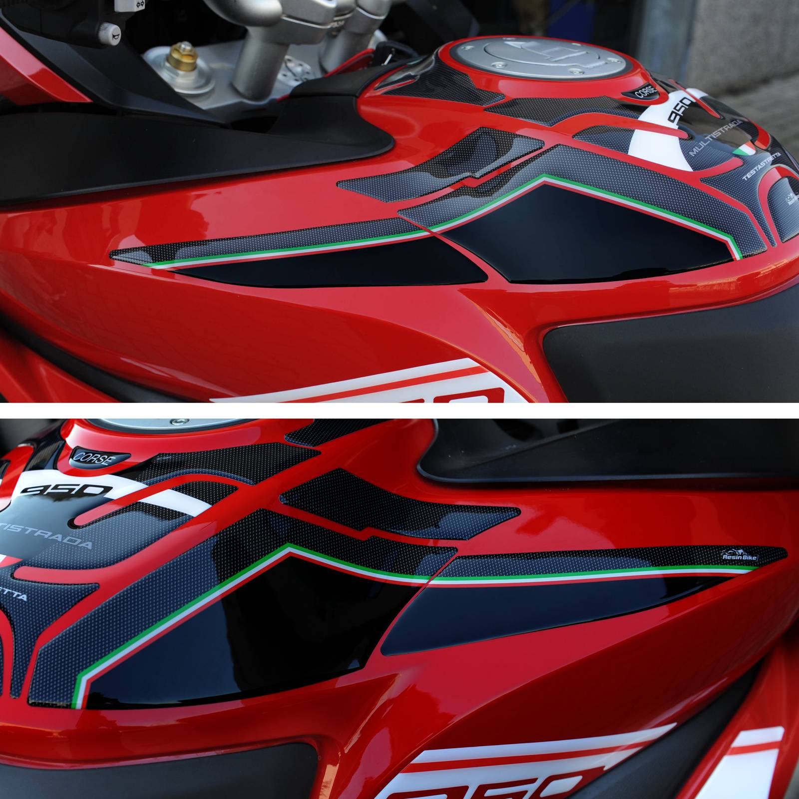 Resin Bike 3D Motorcycle Stickers - Tank Pad | Ducati Multistrada 950/950 S 2018>2020 RB-B29706L6 -   Pyramid Motorcycle Accessories