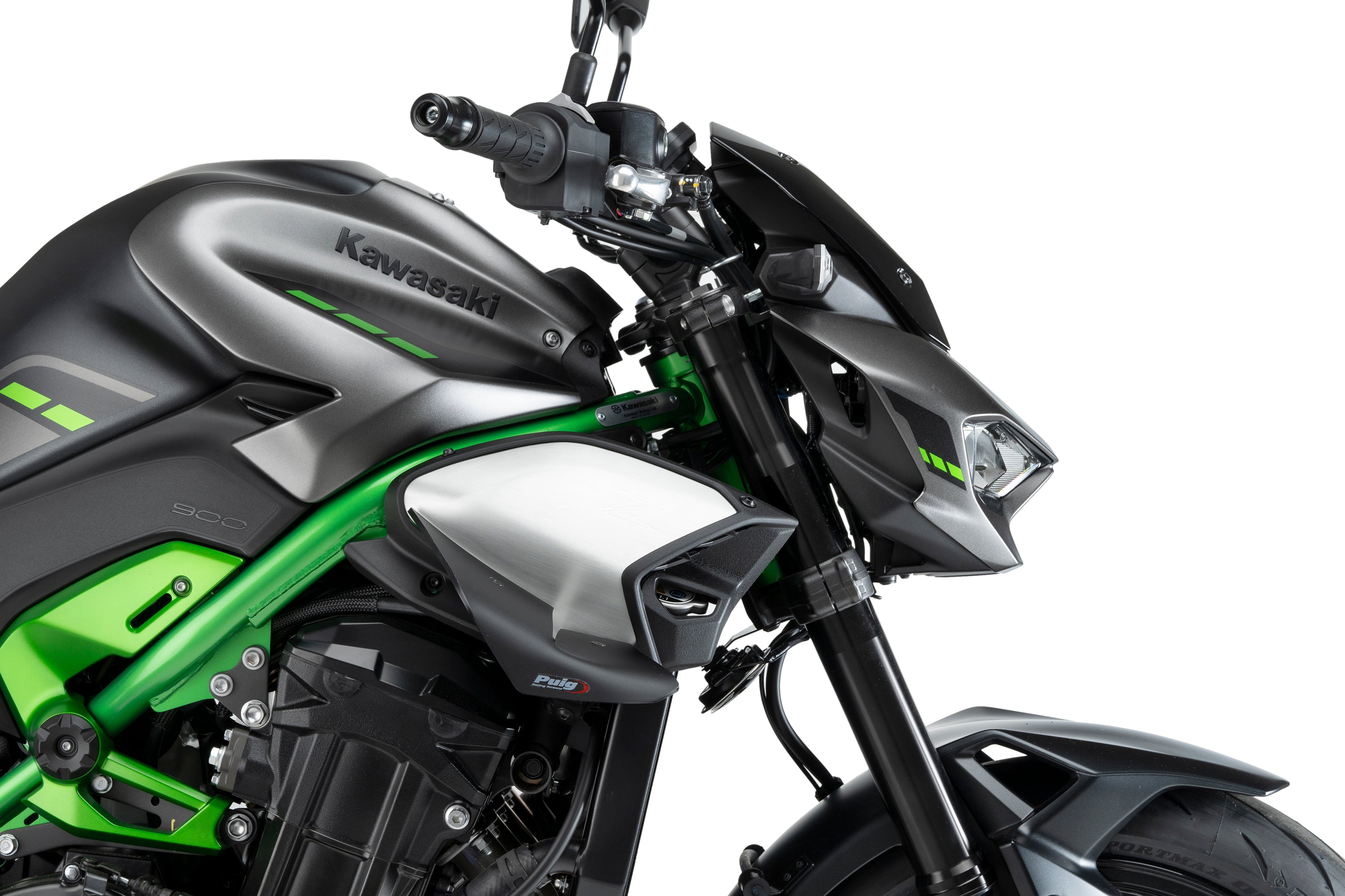 Puig D12 Side Downforce Wings | Matte Black | Kawasaki Z900/SE 2025>Current -   Pyramid Motorcycle Accessories