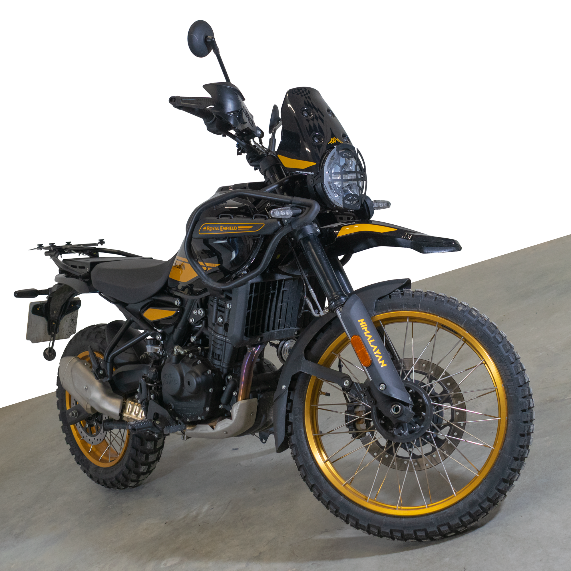 Pyramid Fly Screen | Hanle Black/Gold Scheme | Royal Enfield Himalayan 450 2024>Current -   Pyramid Motorcycle Accessories