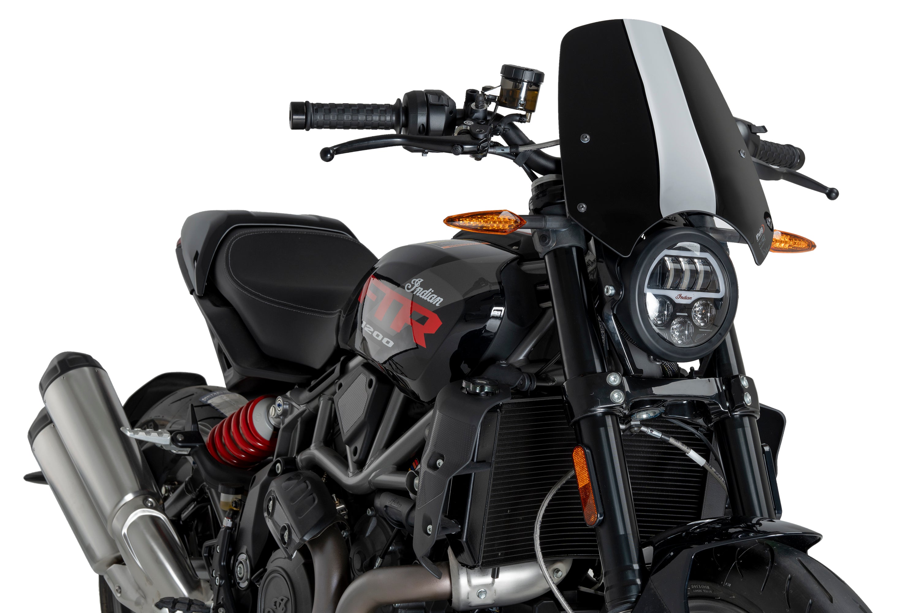 Puig Sport Screen | Gloss Black (Opaque) | Indian FTR 1200 2019>2025 -   Pyramid Motorcycle Accessories