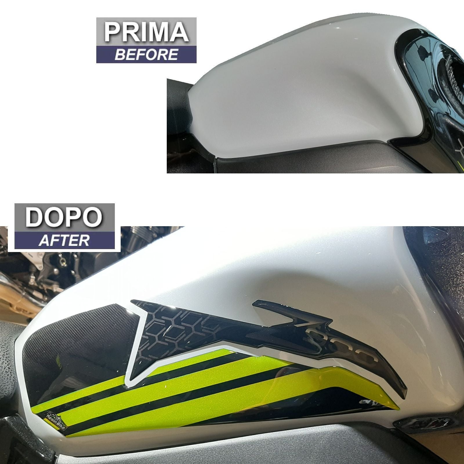 Resin Bike 3D Motorcycle Stickers - Tank Sides | Kawasaki Z 900 2021>2024 RB-1000149400005 -   Pyramid Motorcycle Accessories