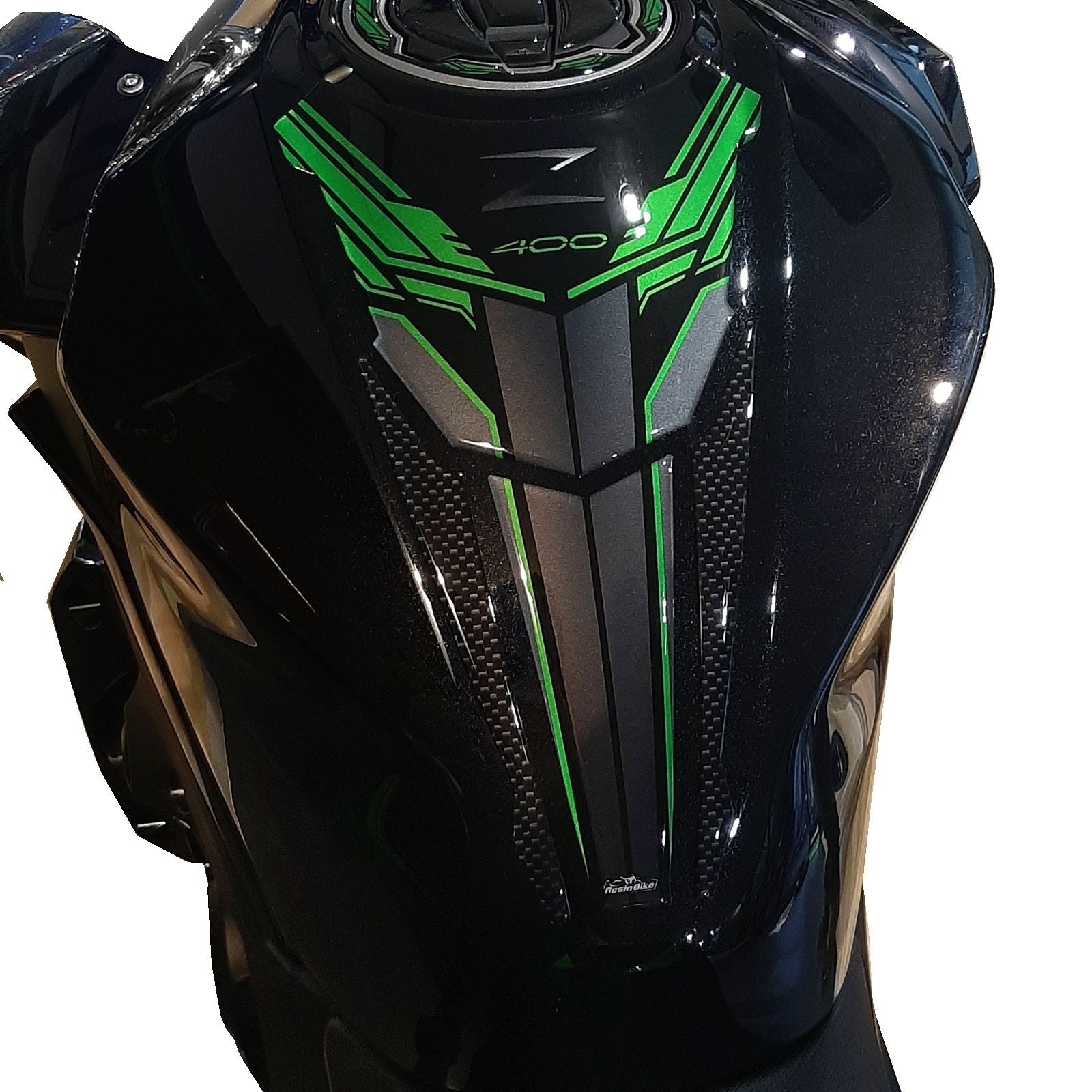 Resin Bike 3D Motorcycle Stickers - Tank Pad | Kawasaki Z 400 2019>2023 -   Pyramid Motorcycle Accessories