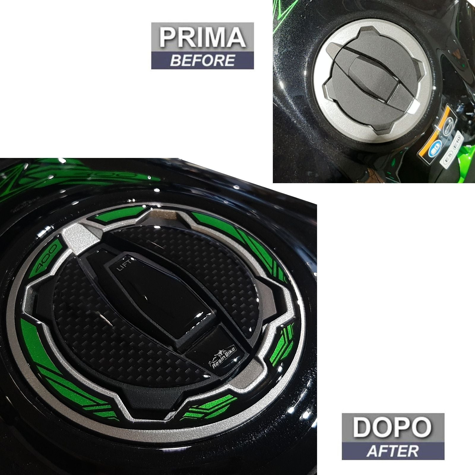 Resin Bike 3D Motorcycle Stickers - Fuel Cap | Kawasaki Z 400 2019>2023 -   Pyramid Motorcycle Accessories