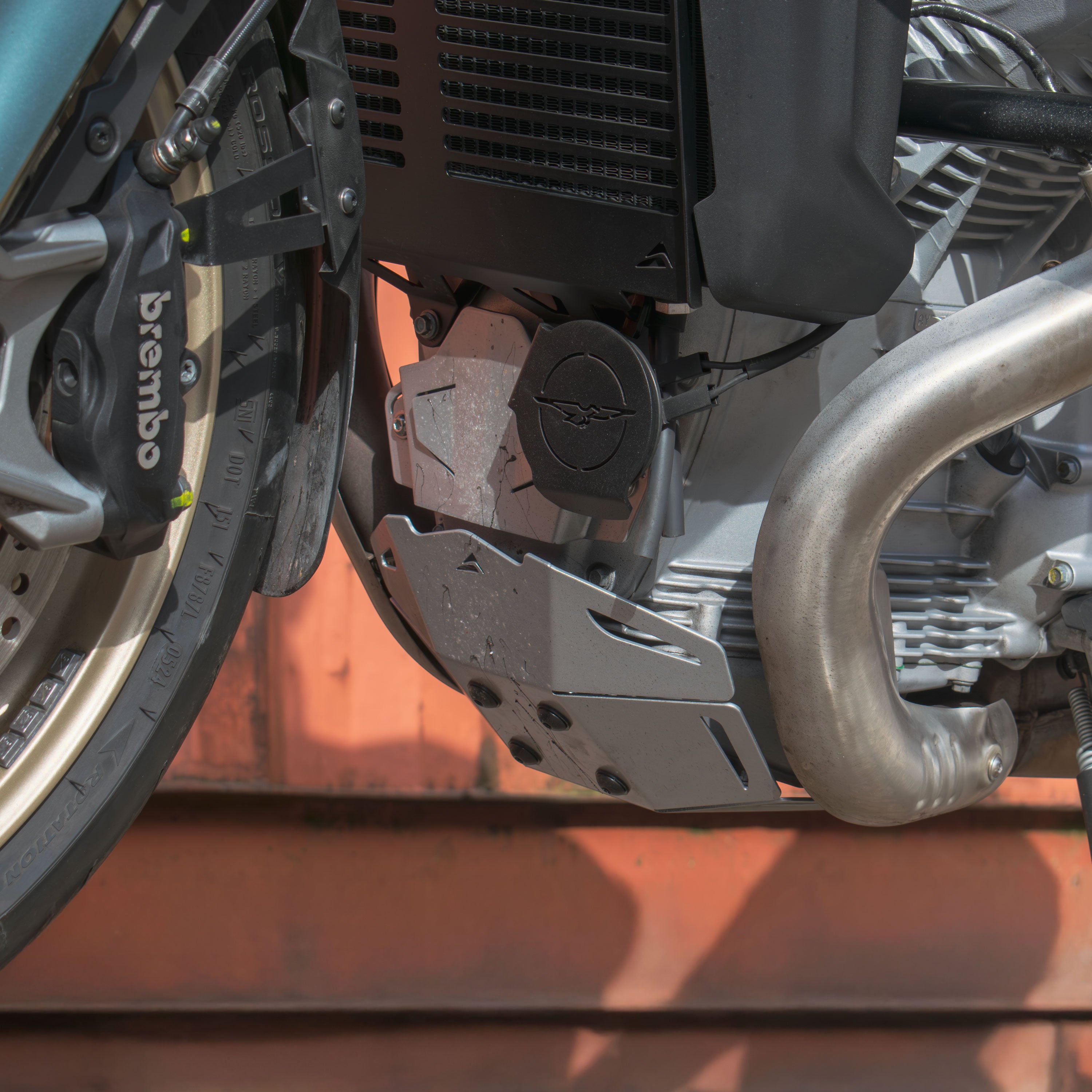 Pyramid Engine Cover | Gloss Silver | Moto Guzzi V100 Stelvio 2023>Current -   Pyramid Motorcycle Accessories