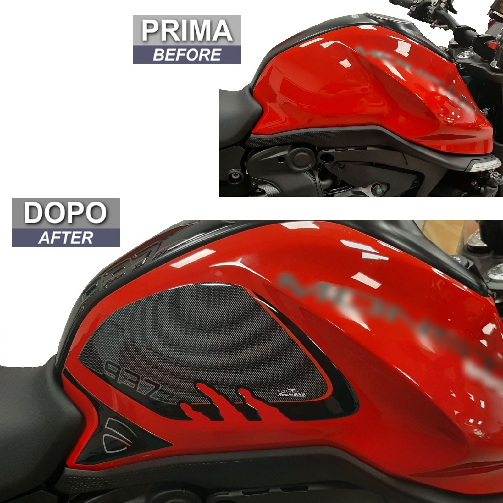 Resin Bike 3D Motorcycle Stickers - Tank Sides | Ducati Monster 937/937+ 2021>2025 -   Pyramid Motorcycle Accessories