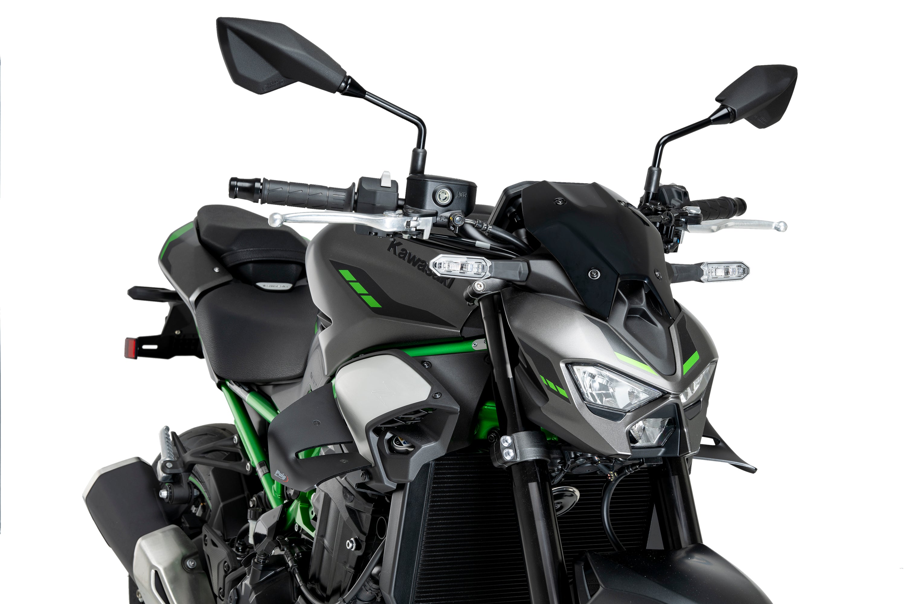 Puig D12 Side Downforce Wings | Matte Black | Kawasaki Z900/SE 2025>Current -   Pyramid Motorcycle Accessories