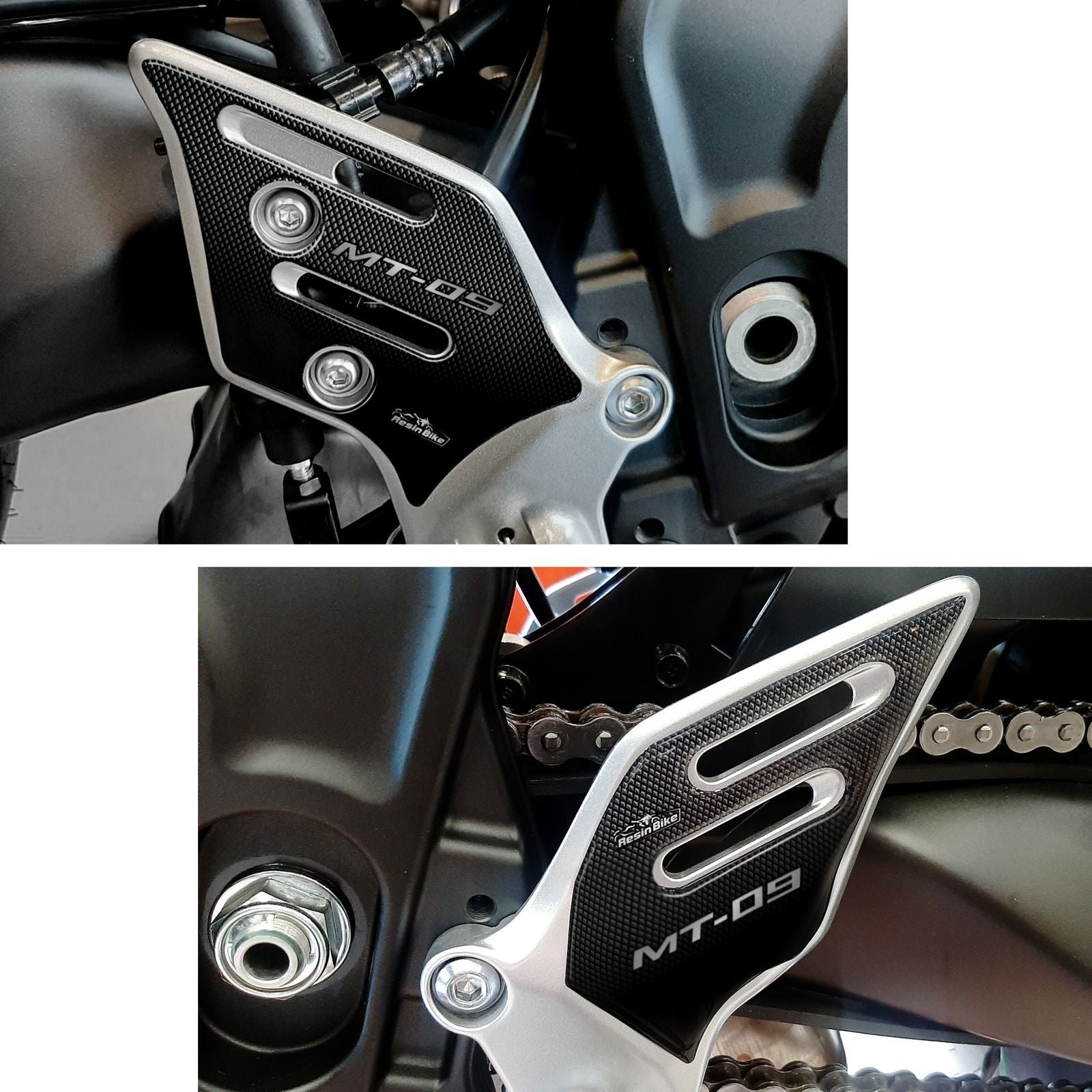 Resin Bike 3D Motorcycle Stickers - Heel Pads | Yamaha MT-09 2022>Current -   Pyramid Motorcycle Accessories