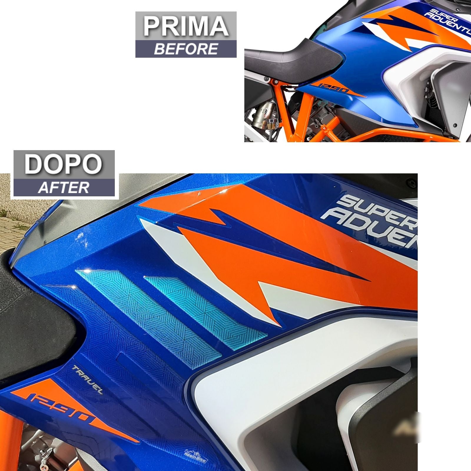 Resin Bike 3D Motorcycle Stickers - Tank Sides | KTM 1290 Super Adventure R 2021>Current -   Pyramid Motorcycle Accessories