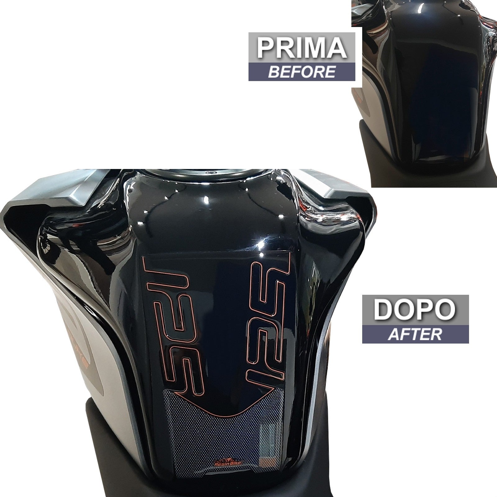 Resin Bike 3D Motorcycle Stickers - Tank Pad | KTM 125 Duke 2021>2023 -   Pyramid Motorcycle Accessories