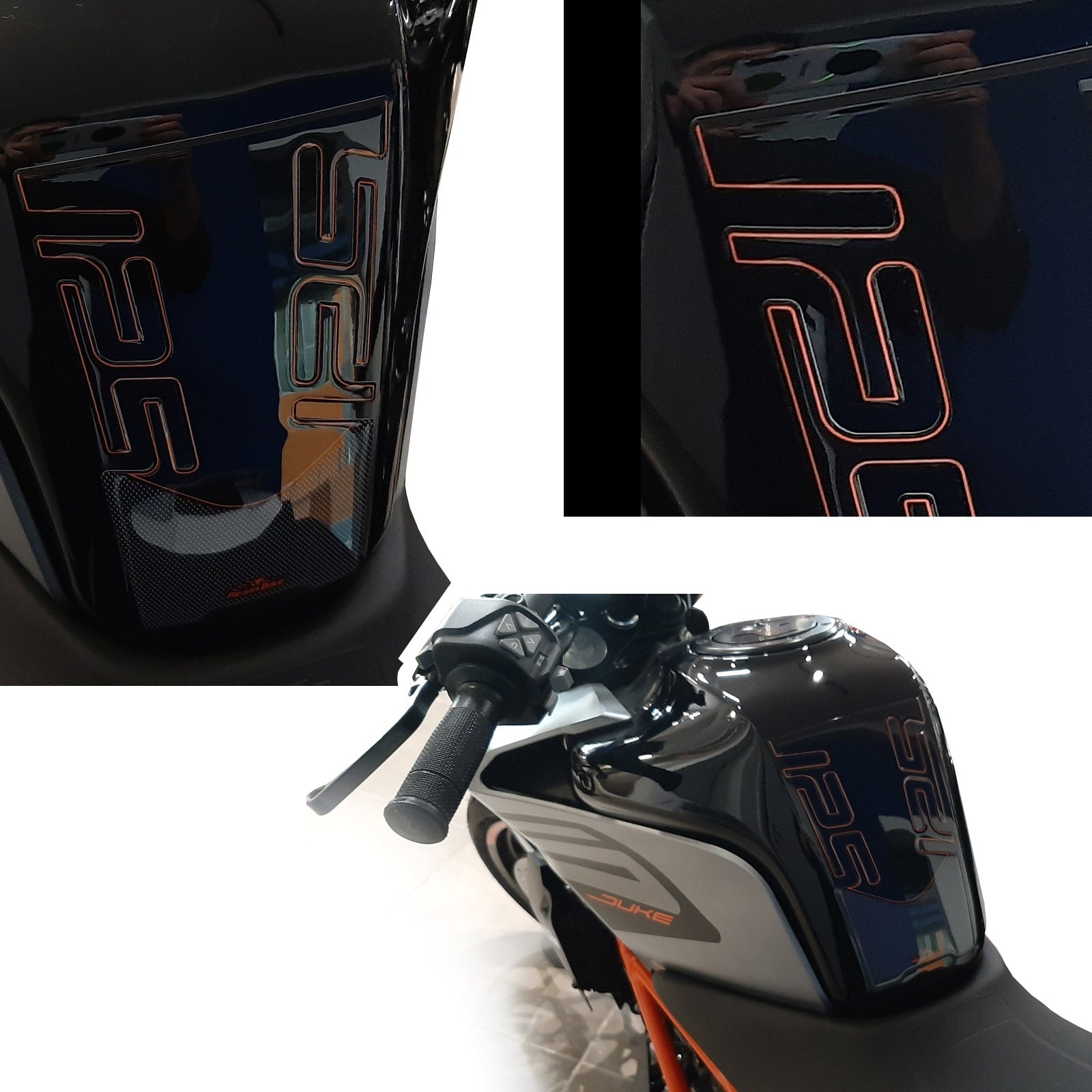 Resin Bike 3D Motorcycle Stickers - Tank Pad | KTM 125 Duke 2021>2023 -   Pyramid Motorcycle Accessories
