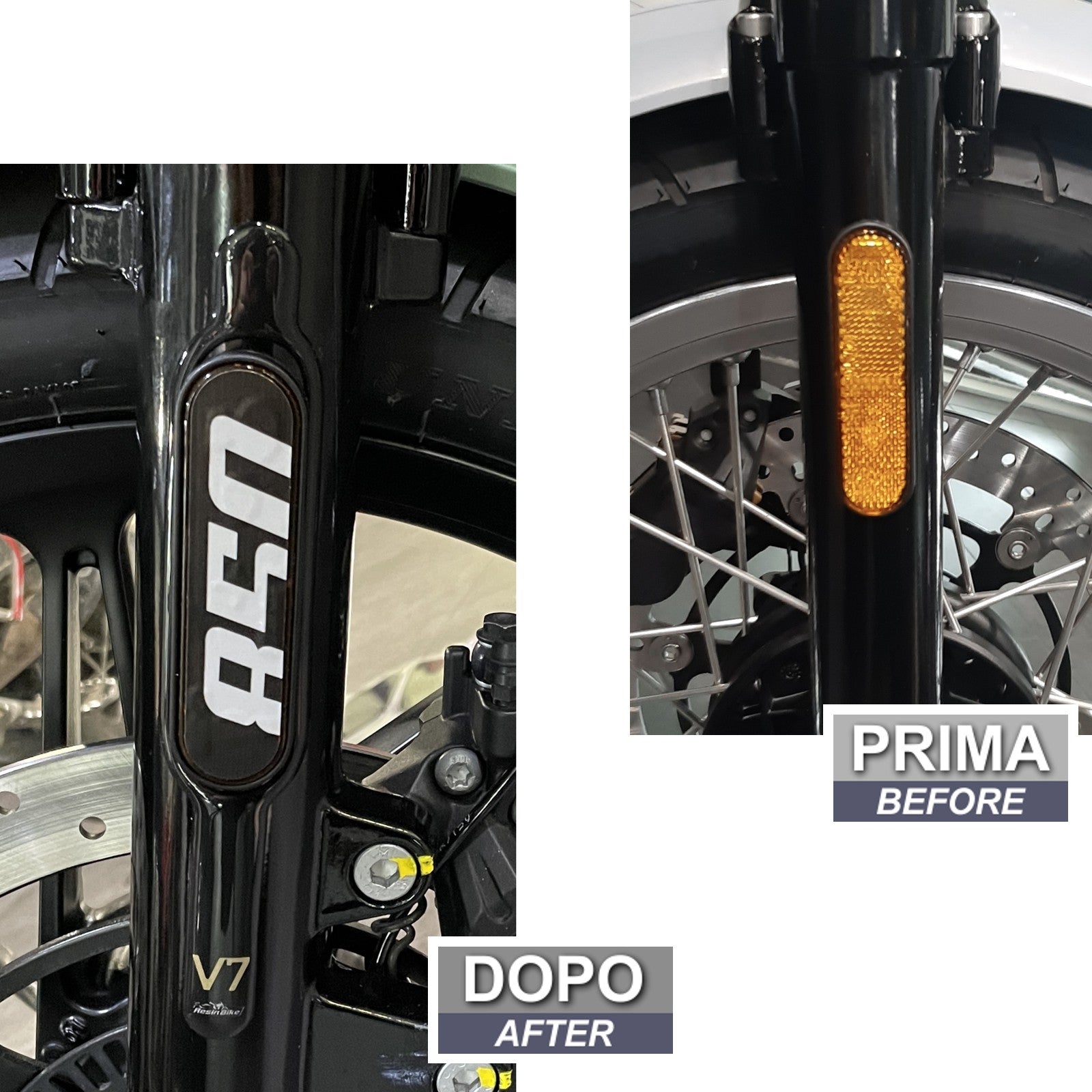Resin Bike 3D Motorcycle Stickers - Side Panels | Moto Guzzi V7 2021>Current -   Pyramid Motorcycle Accessories