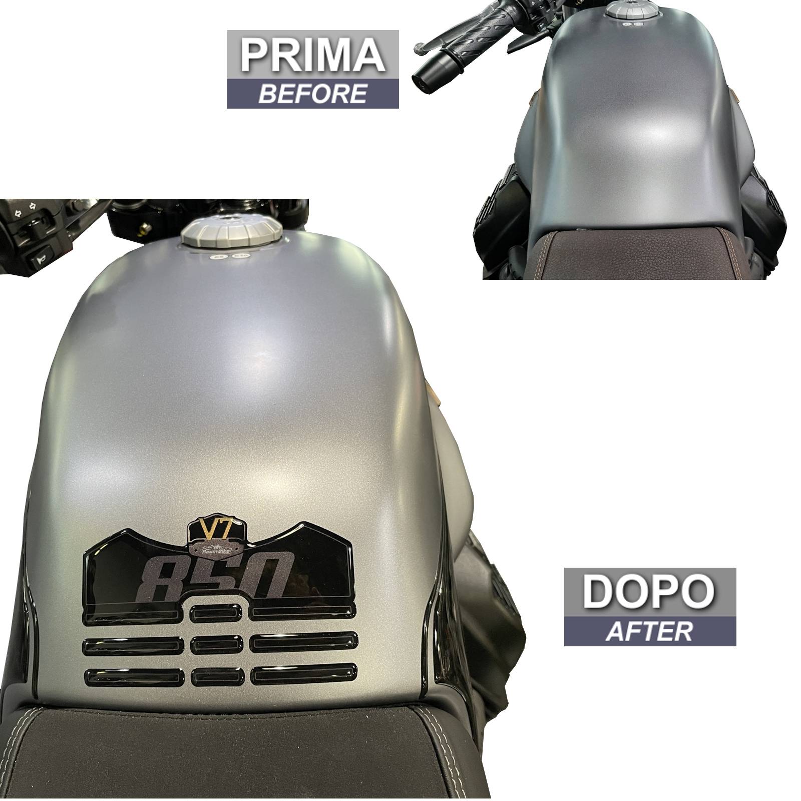 Resin Bike 3D Motorcycle Stickers - Tank Pad | Moto Guzzi V7 2021>Current -   Pyramid Motorcycle Accessories