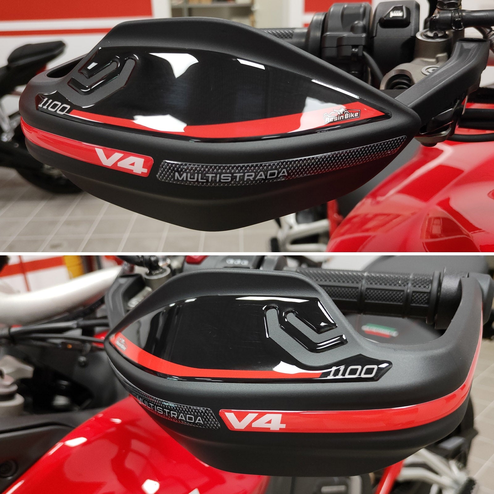 Resin Bike 3D Motorcycle Stickers - Handguards | Ducati Multistrada V4 1100 2021>2023 -   Pyramid Motorcycle Accessories