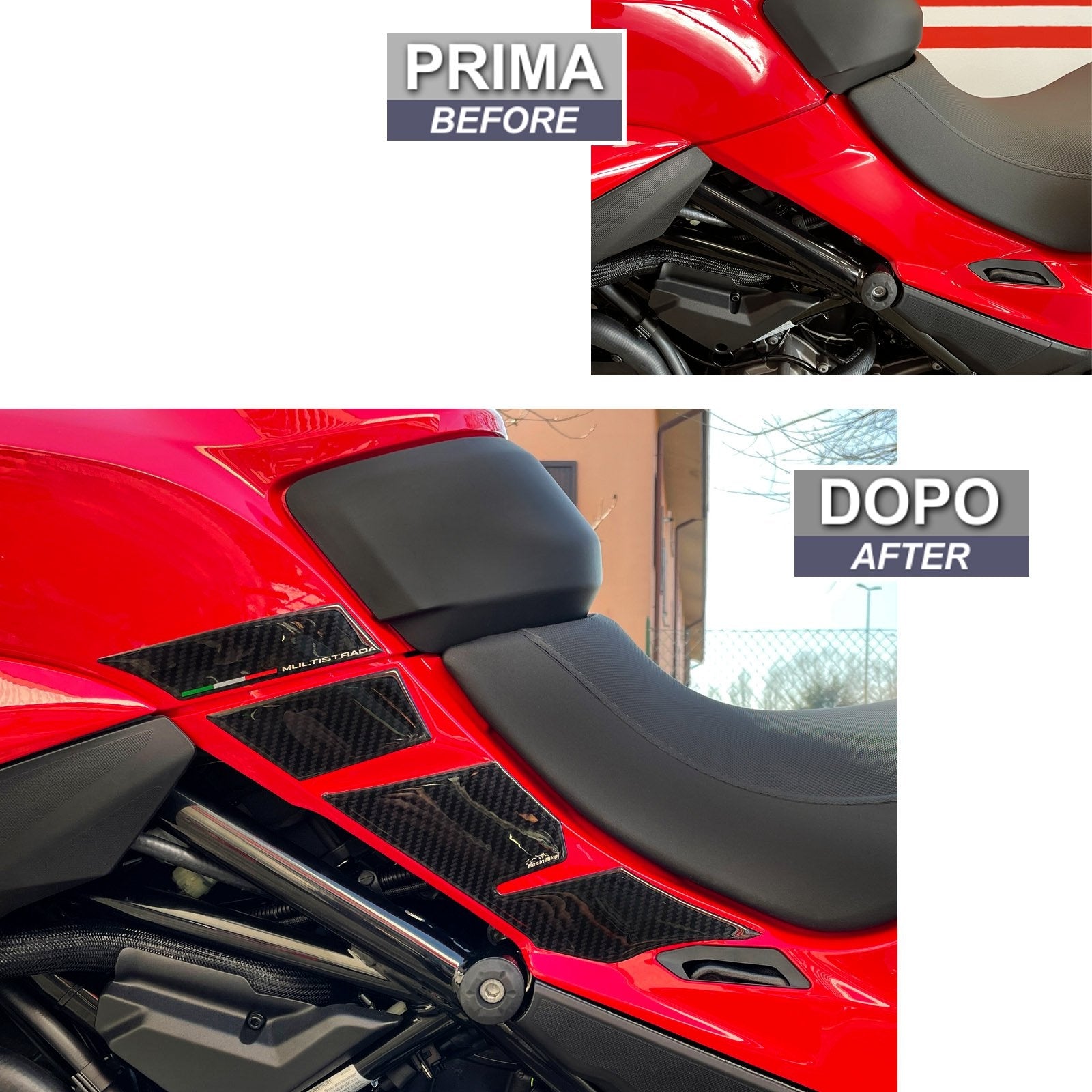 Resin Bike 3D Motorcycle Stickers - Tank Sides | Ducati Multistrada V2/V2 S 2022>2024 -   Pyramid Motorcycle Accessories