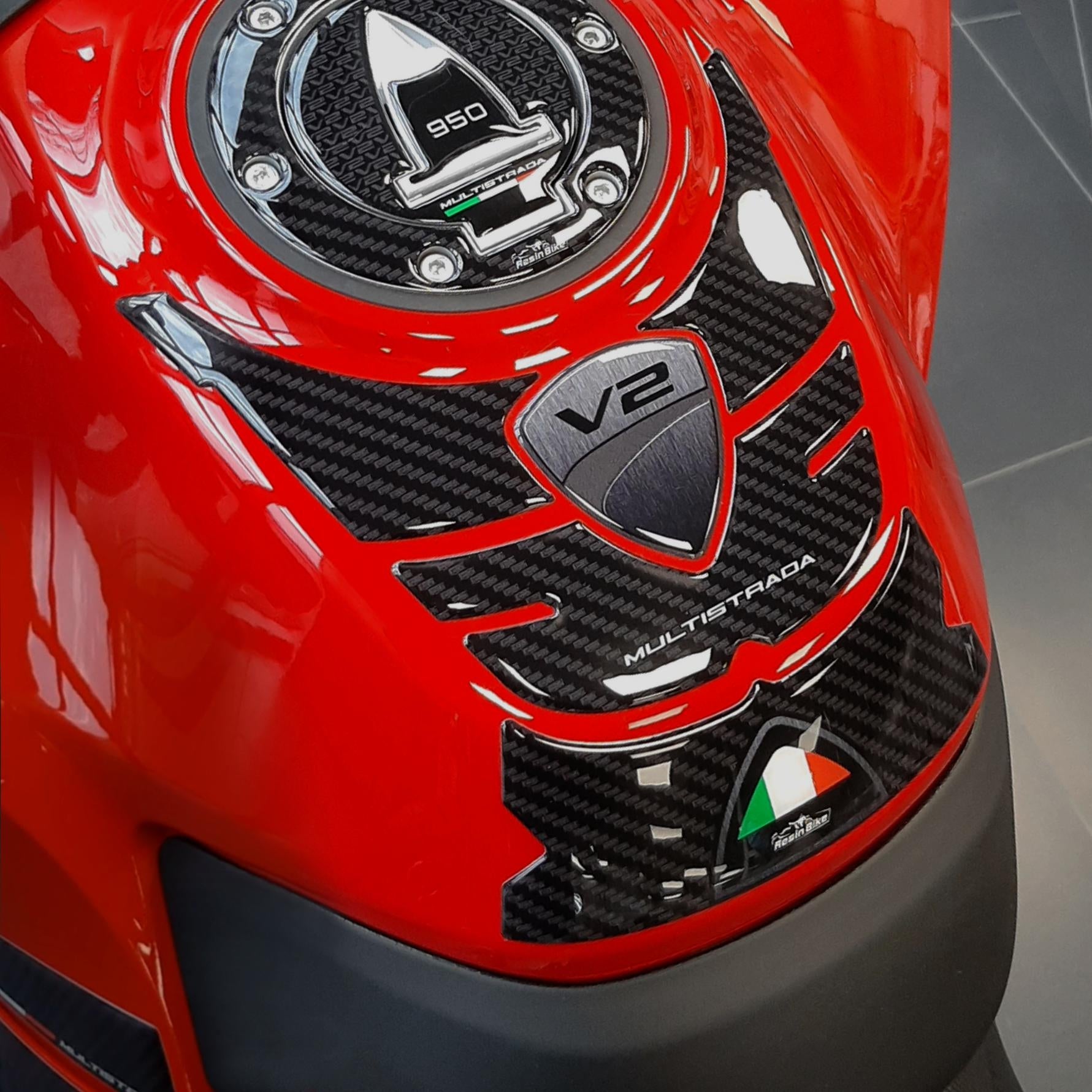 Resin Bike 3D Motorcycle Stickers - Tank Pad | Ducati Multistrada V2/V2S 2022>2024 -   Pyramid Motorcycle Accessories