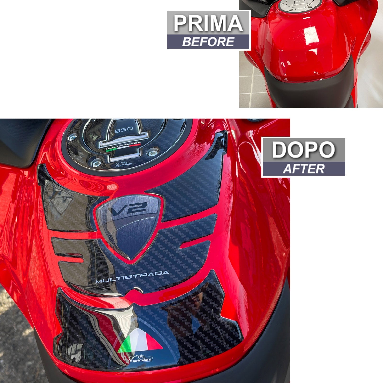 Resin Bike 3D Motorcycle Stickers - Tank Pad | Ducati Multistrada V2/V2S 2022>2024 -   Pyramid Motorcycle Accessories