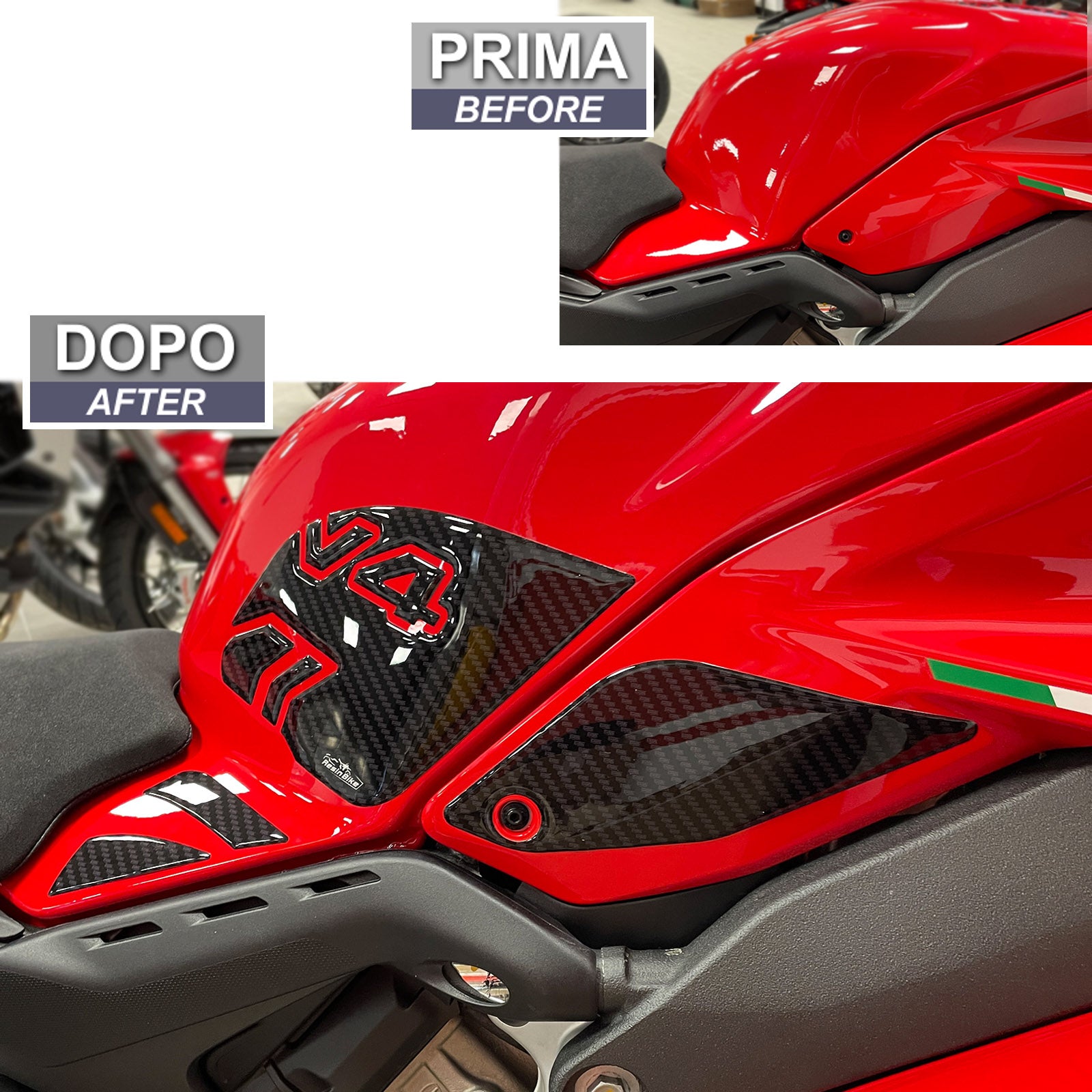 Resin Bike 3D Motorcycle Stickers - Tank Sides | Ducati Panigale V4 2024>Current -   Pyramid Motorcycle Accessories