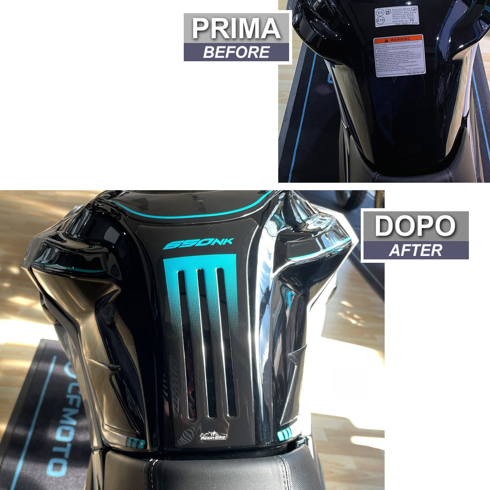 Resin Bike 3D Motorcycle Stickers - Tank Pad | CFMoto 650 NK 2021>2024 RB-1000457900006 -   Pyramid Motorcycle Accessories