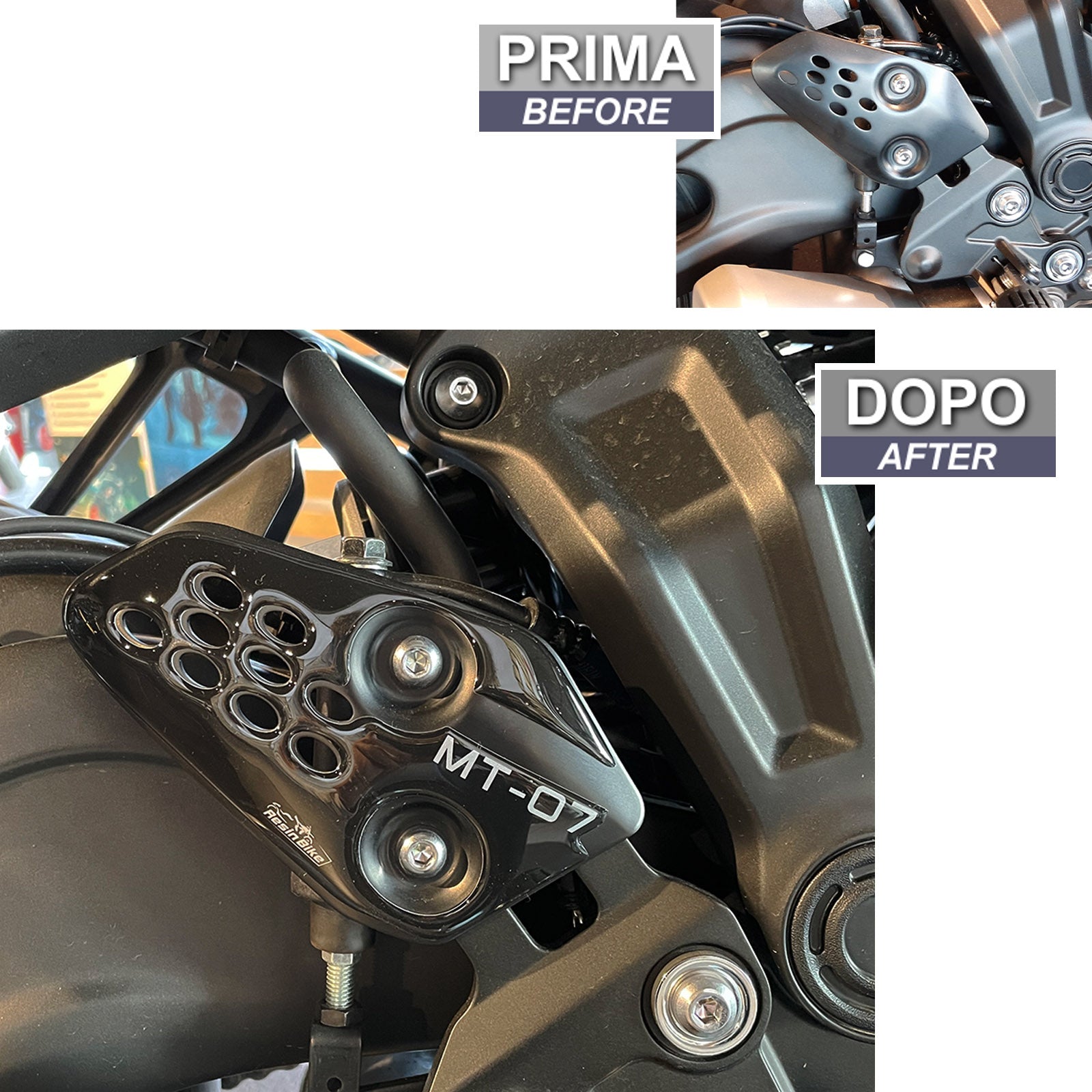 Resin Bike 3D Motorcycle Stickers - Heel Pads | Yamaha MT-07 2021>2024 -   Pyramid Motorcycle Accessories