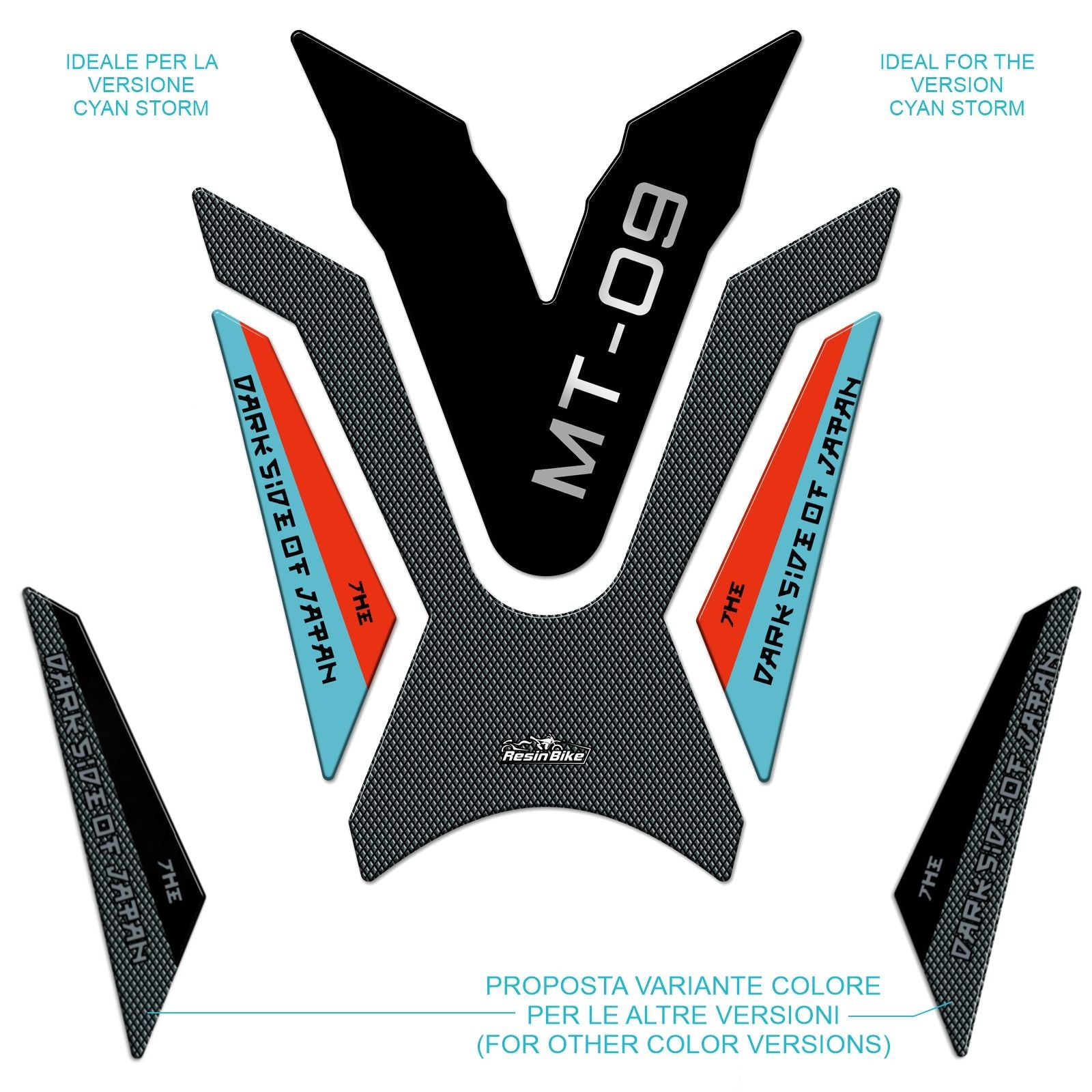 Resin Bike 3D Motorcycle Stickers - Tank Pad | Yamaha MT-09 2021>2024 -   Pyramid Motorcycle Accessories