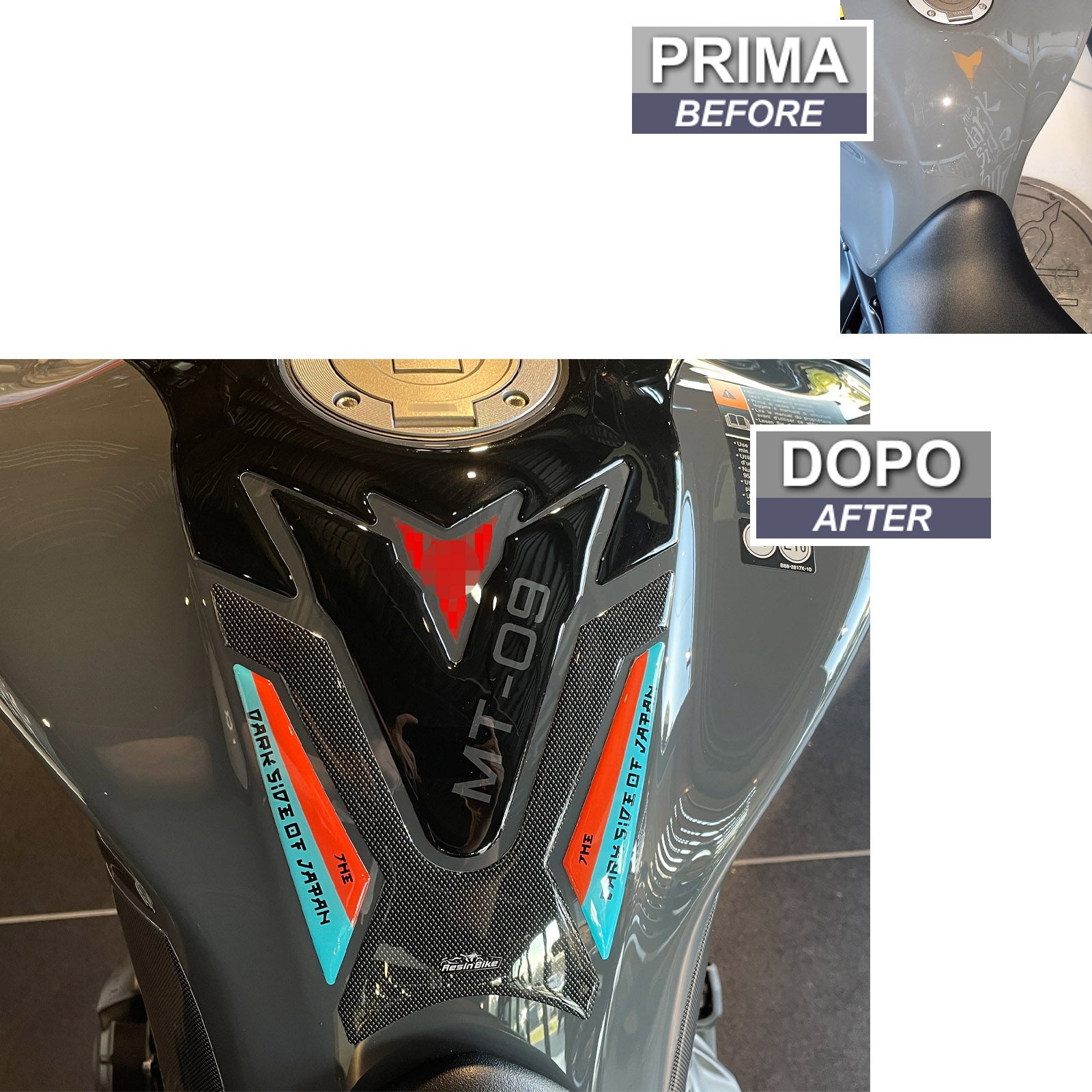 Resin Bike 3D Motorcycle Stickers - Tank Pad | Yamaha MT-09 2021>2024 -   Pyramid Motorcycle Accessories