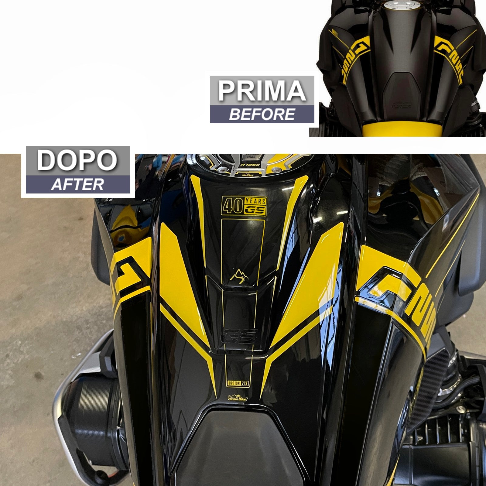 Resin Bike 3D Motorcycle Stickers - Tank Pad | BMW R 1250 GS 2021>2024 RB-1000461300007 -   Pyramid Motorcycle Accessories