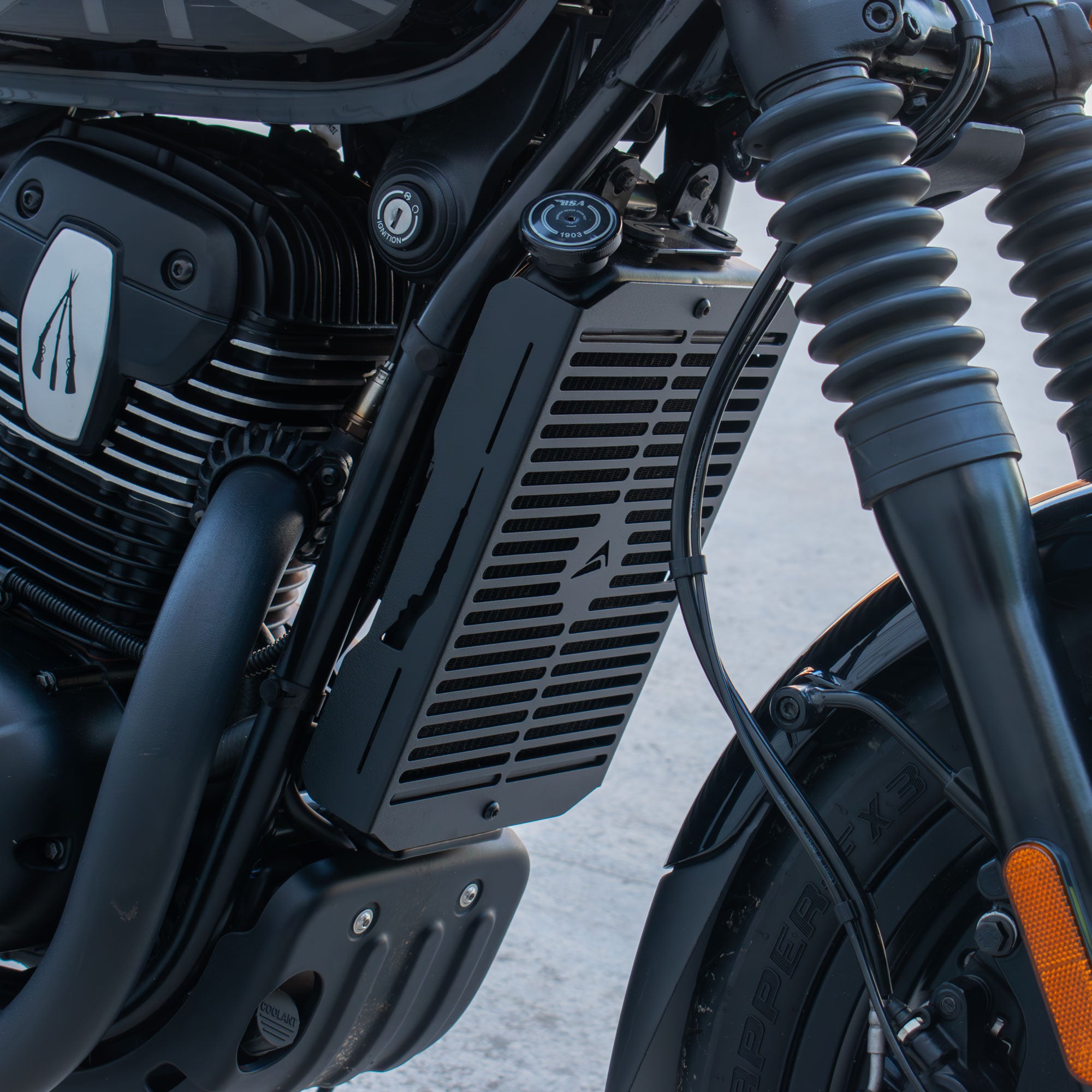 Pyramid Radiator Guard | Matte Black | BSA Bantam 350 2026>Current -   Pyramid Motorcycle Accessories