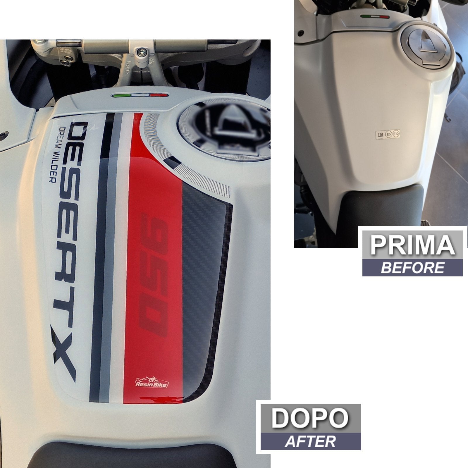 Resin Bike 3D Motorcycle Stickers - Tank Pad | Ducati Desert X 2022>2025 -   Pyramid Motorcycle Accessories