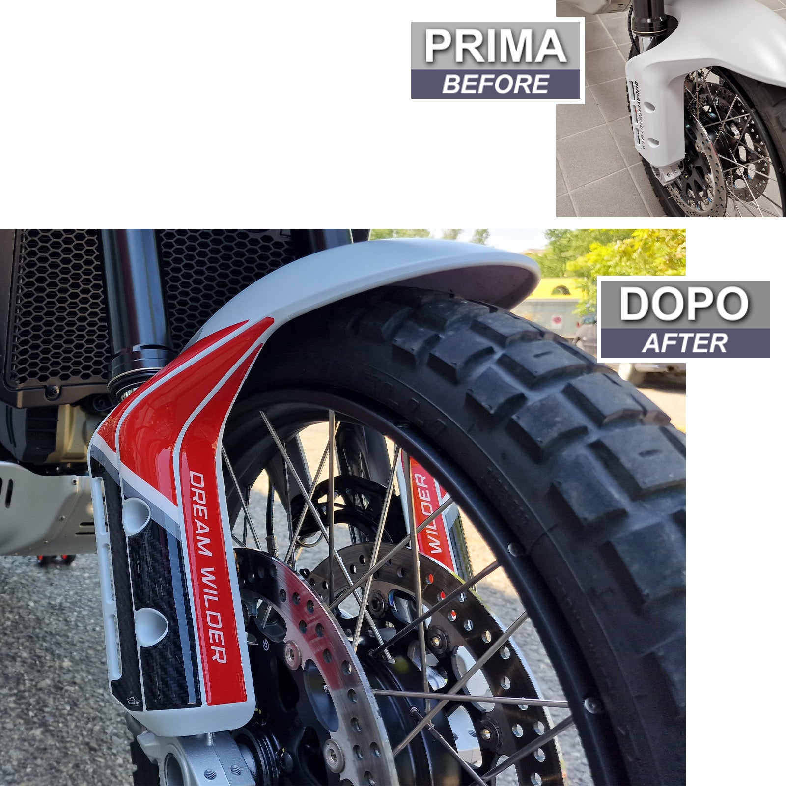 Resin Bike 3D Motorcycle Stickers - Front Fender Sides | Ducati Desert X 2022>2025 -   Pyramid Motorcycle Accessories