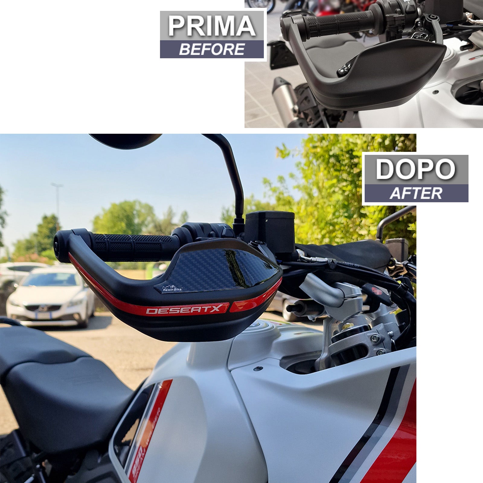 Resin Bike 3D Motorcycle Stickers - Handguards | Ducati Desert X 2022>2026 -   Pyramid Motorcycle Accessories