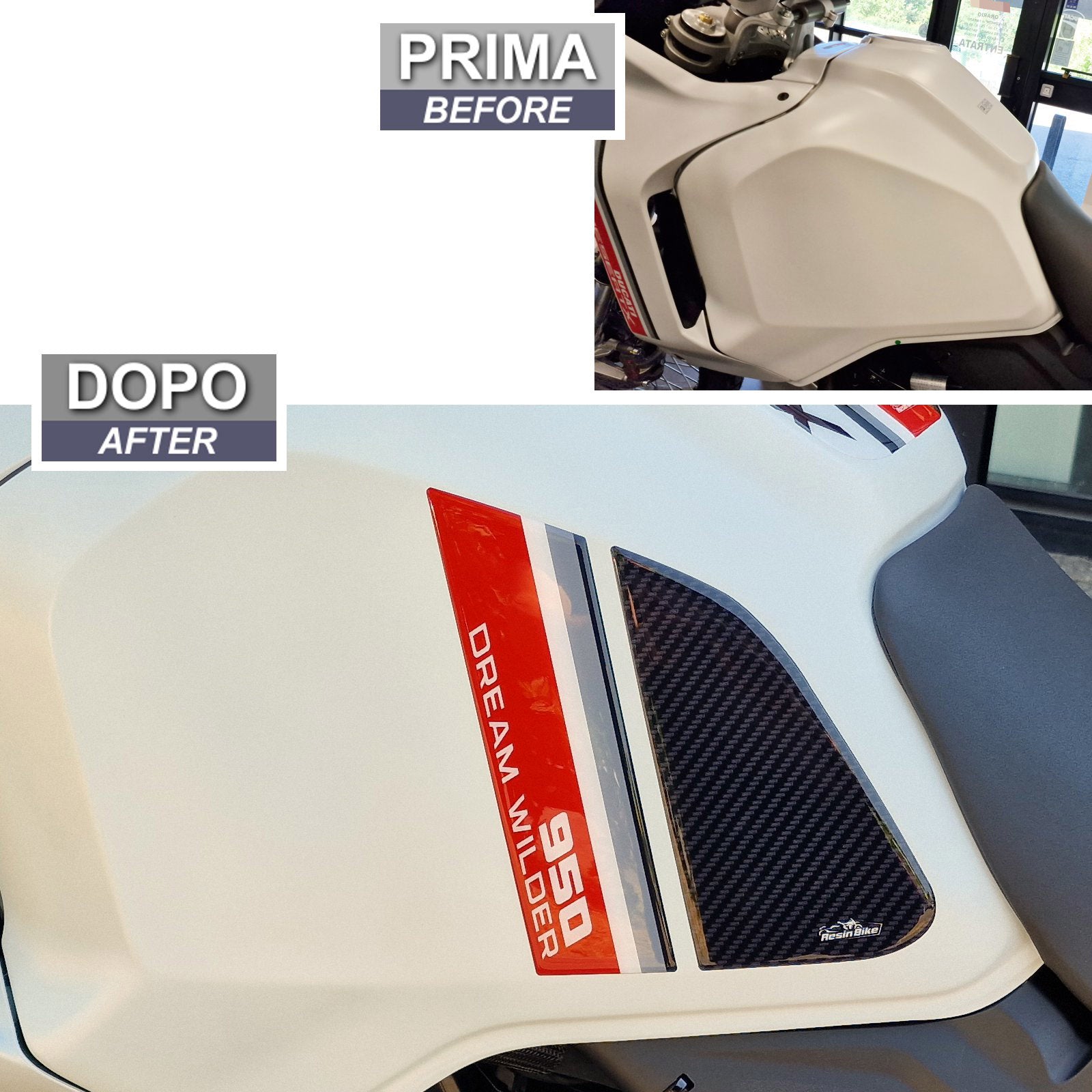 Resin Bike 3D Motorcycle Stickers - Tank Sides | Ducati Desert X 2022>2025 -   Pyramid Motorcycle Accessories