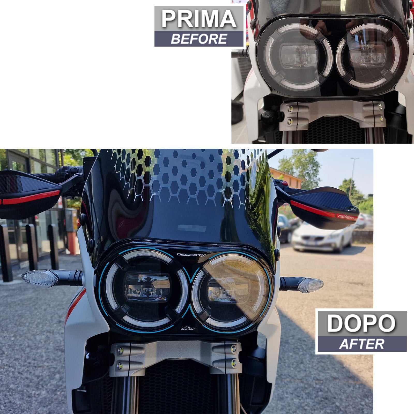Resin Bike 3D Motorcycle Stickers - Headlight | Ducati Desert X 2022>2026 -   Pyramid Motorcycle Accessories