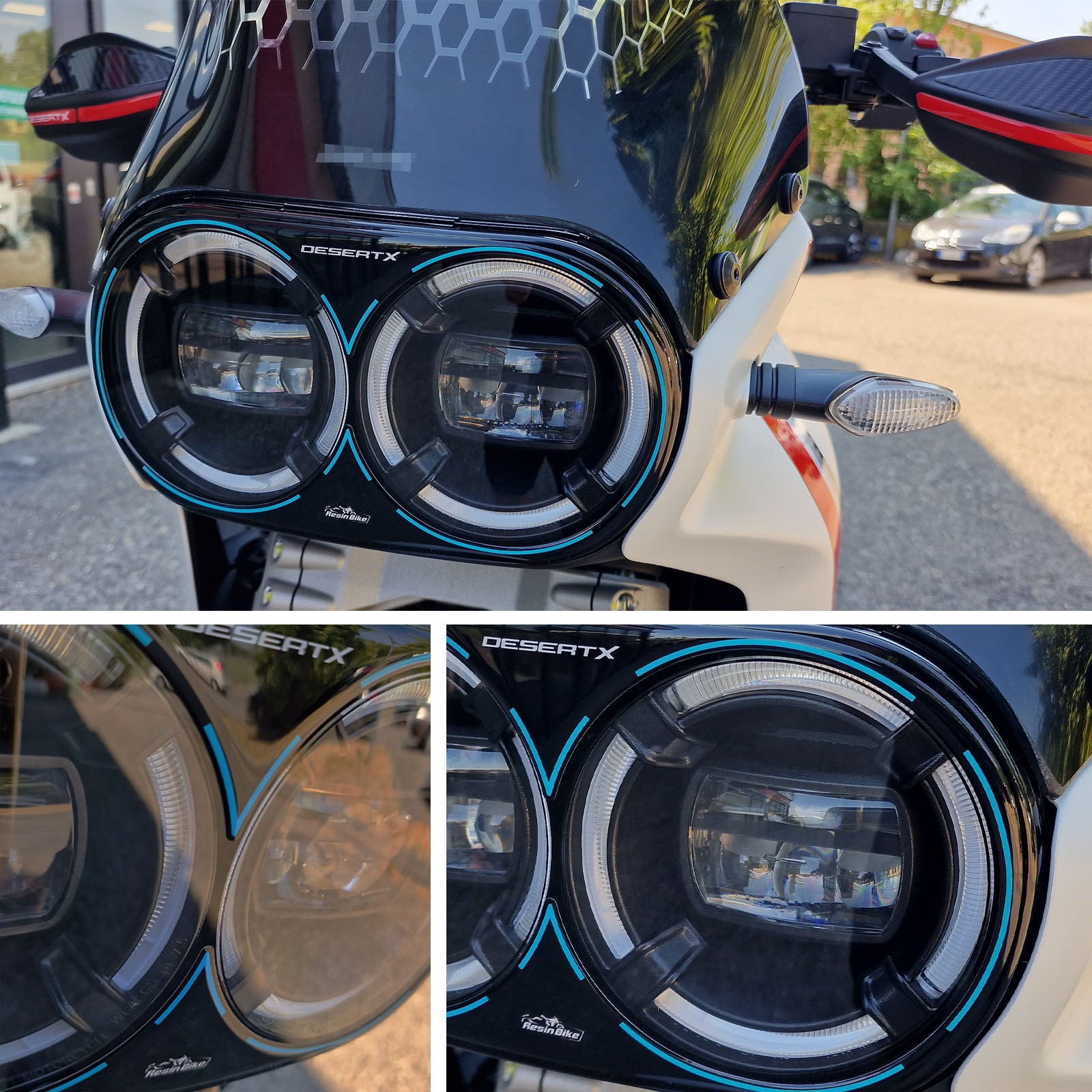Resin Bike 3D Motorcycle Stickers - Headlight | Ducati Desert X 2022>2026 -   Pyramid Motorcycle Accessories