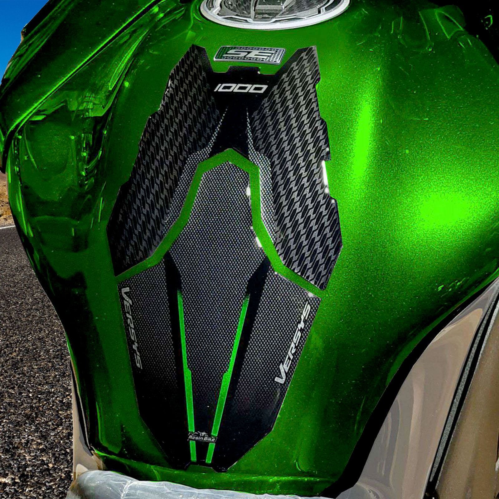 Resin Bike 3D Motorcycle Stickers - Tank Pad | Kawasaki Versys 1000 2017>2024 -   Pyramid Motorcycle Accessories