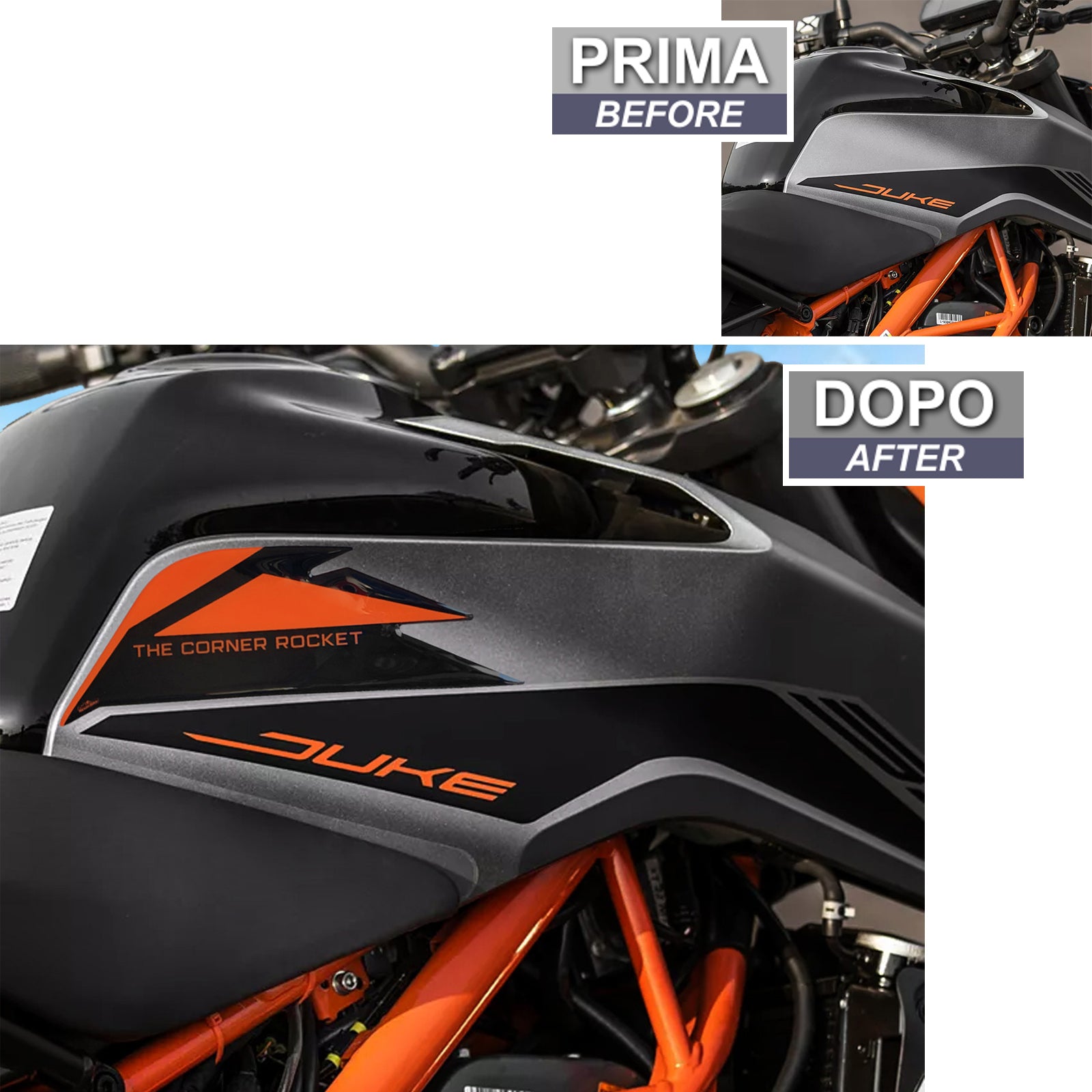 Resin Bike 3D Motorcycle Stickers - Tank Sides | KTM 390 Duke 2021>2023 RB-1000482600001 -   Pyramid Motorcycle Accessories