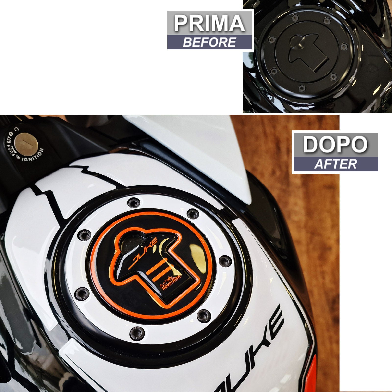 Resin Bike 3D Motorcycle Stickers - Fuel Cap | KTM 200 / 390 Duke 2021>2023 -   Pyramid Motorcycle Accessories