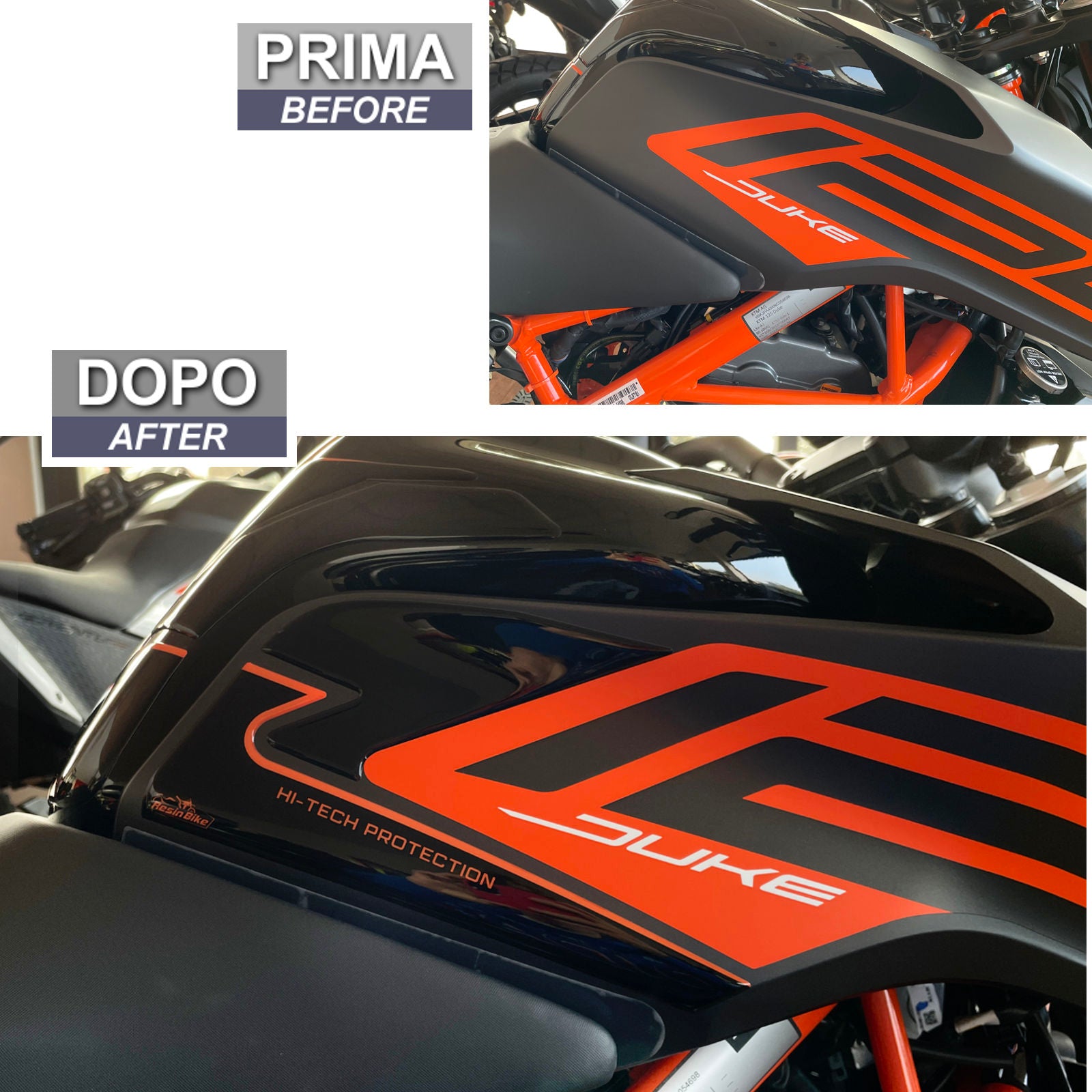 Resin Bike 3D Motorcycle Stickers - Tank Sides | KTM 125 Duke 2021>2023 -   Pyramid Motorcycle Accessories