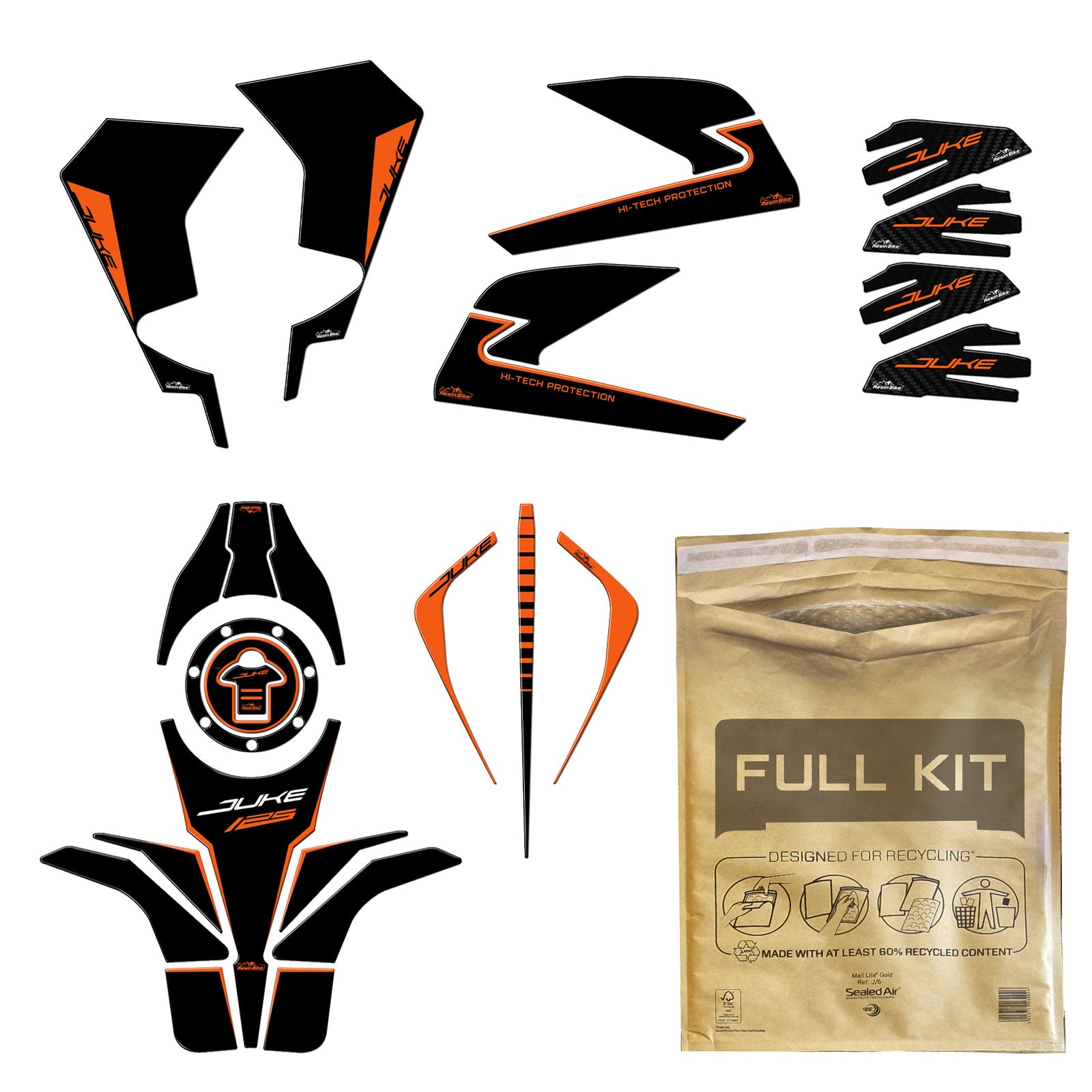 Resin Bike 3D Motorcycle Stickers - Full Kit | KTM 125 Duke 2021>2023 -   Pyramid Motorcycle Accessories