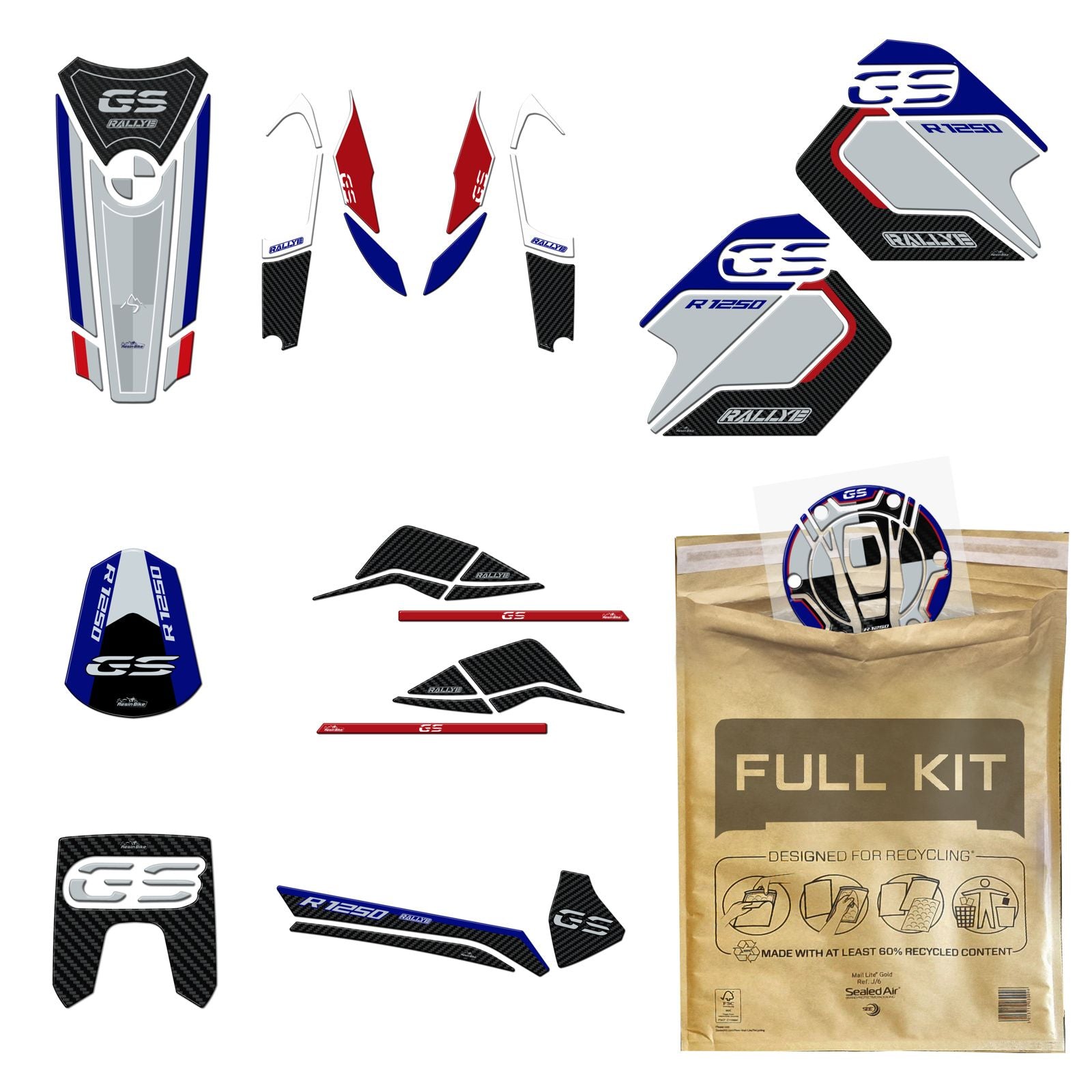 Resin Bike 3D Motorcycle Stickers - Tank Kit | BMW R 1250 GS Adventure 2021>2024 -   Pyramid Motorcycle Accessories