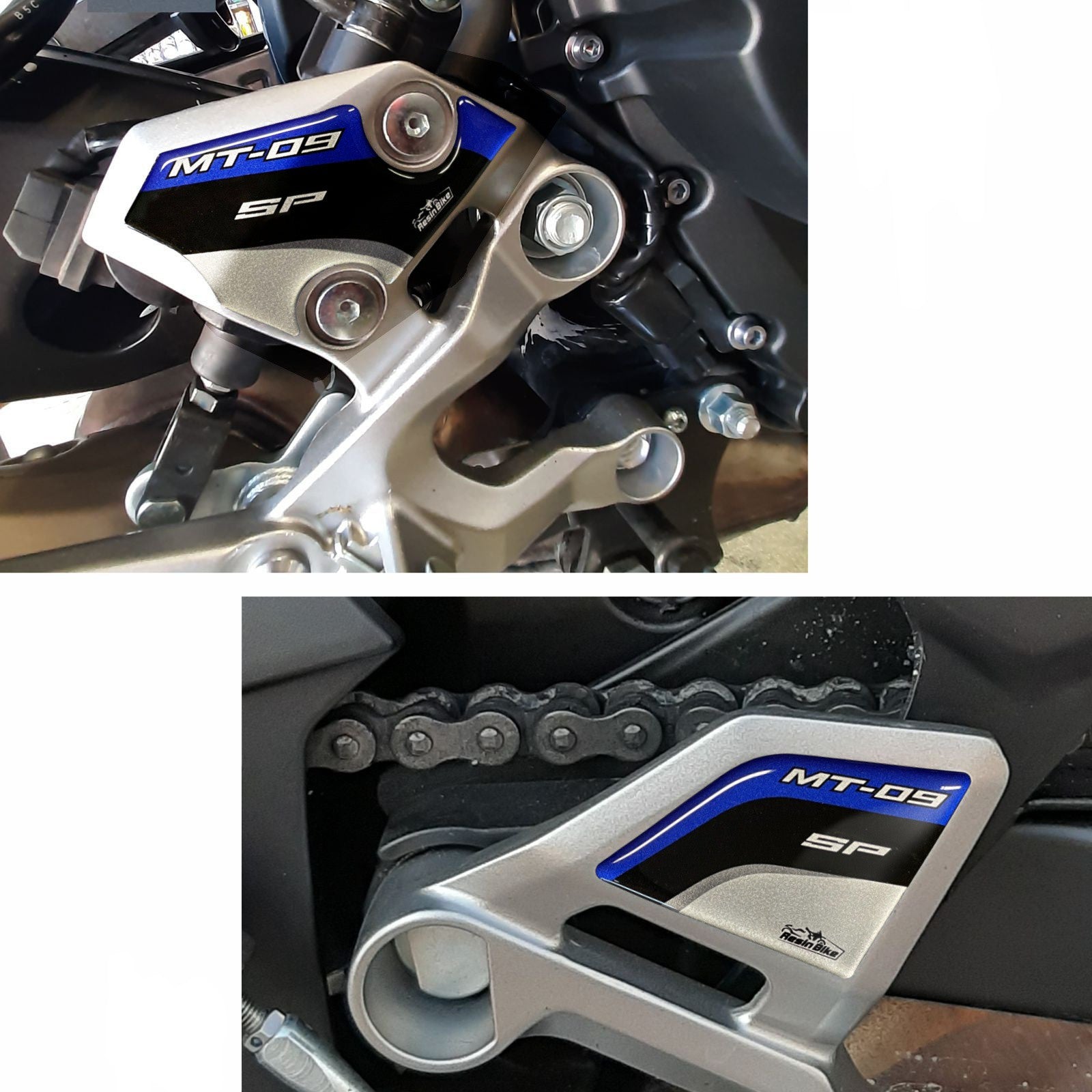 Resin Bike 3D Motorcycle Stickers - Heel Pads | Yamaha MT-09 2018>Current -   Pyramid Motorcycle Accessories