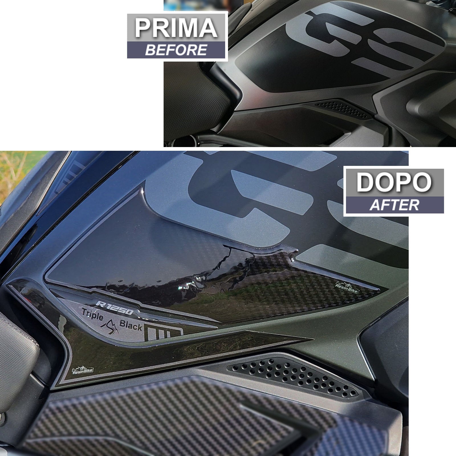 Resin Bike 3D Motorcycle Stickers - Basic Tank Kit | BMW R 1250 GS 2021>2024 -   Pyramid Motorcycle Accessories