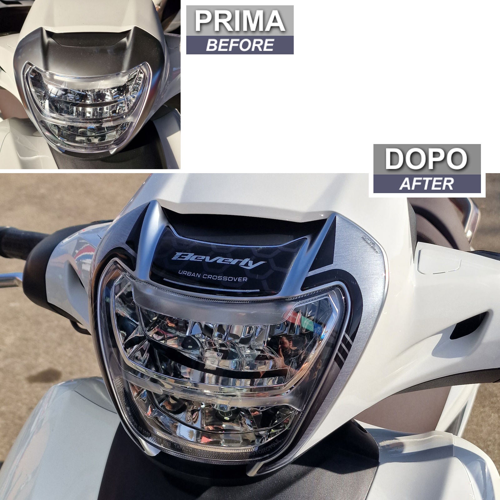 Resin Bike 3D Motorcycle Stickers - Headlight | Piaggio Beverly 400 2021>2026 -   Pyramid Motorcycle Accessories
