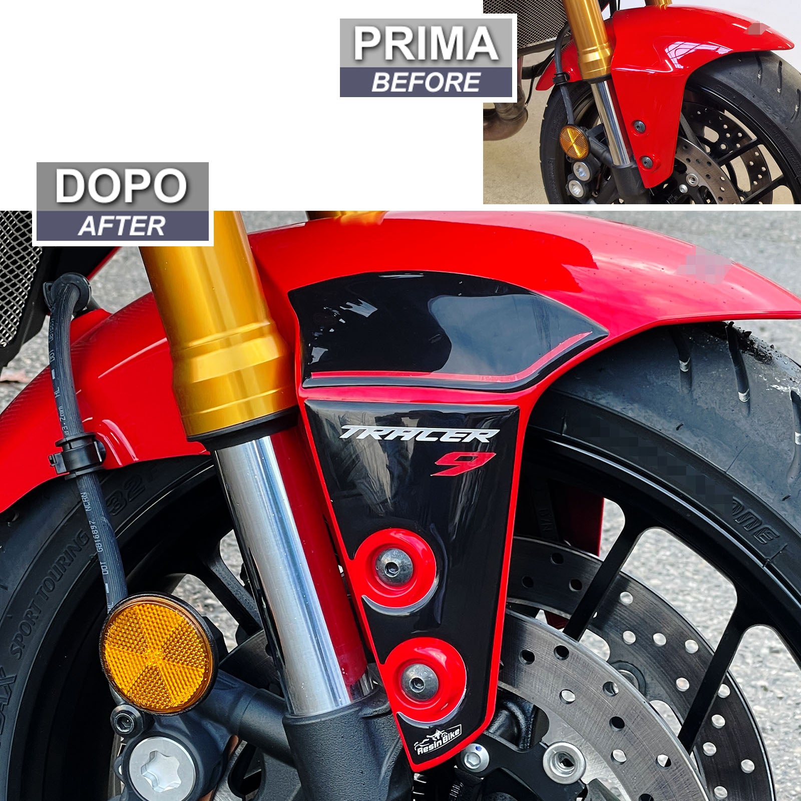 Resin Bike 3D Motorcycle Stickers - Front Fender Sides | Yamaha Tracer 9/9GT/9GT+ 2025>Current -   Pyramid Motorcycle Accessories
