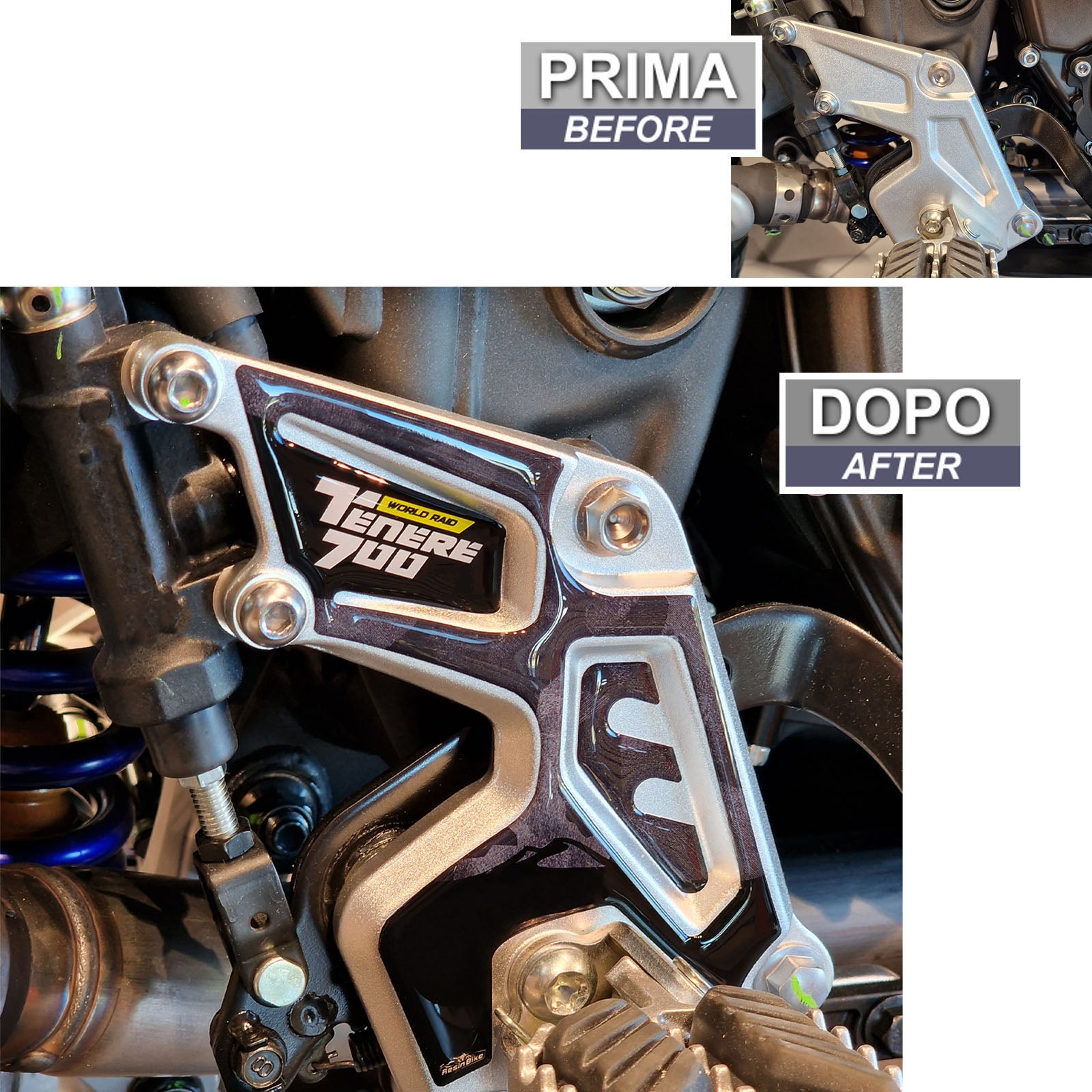 Resin Bike 3D Motorcycle Stickers - Heel Pads | Yamaha Tenere 700 World Raid 2022>2025 -   Pyramid Motorcycle Accessories