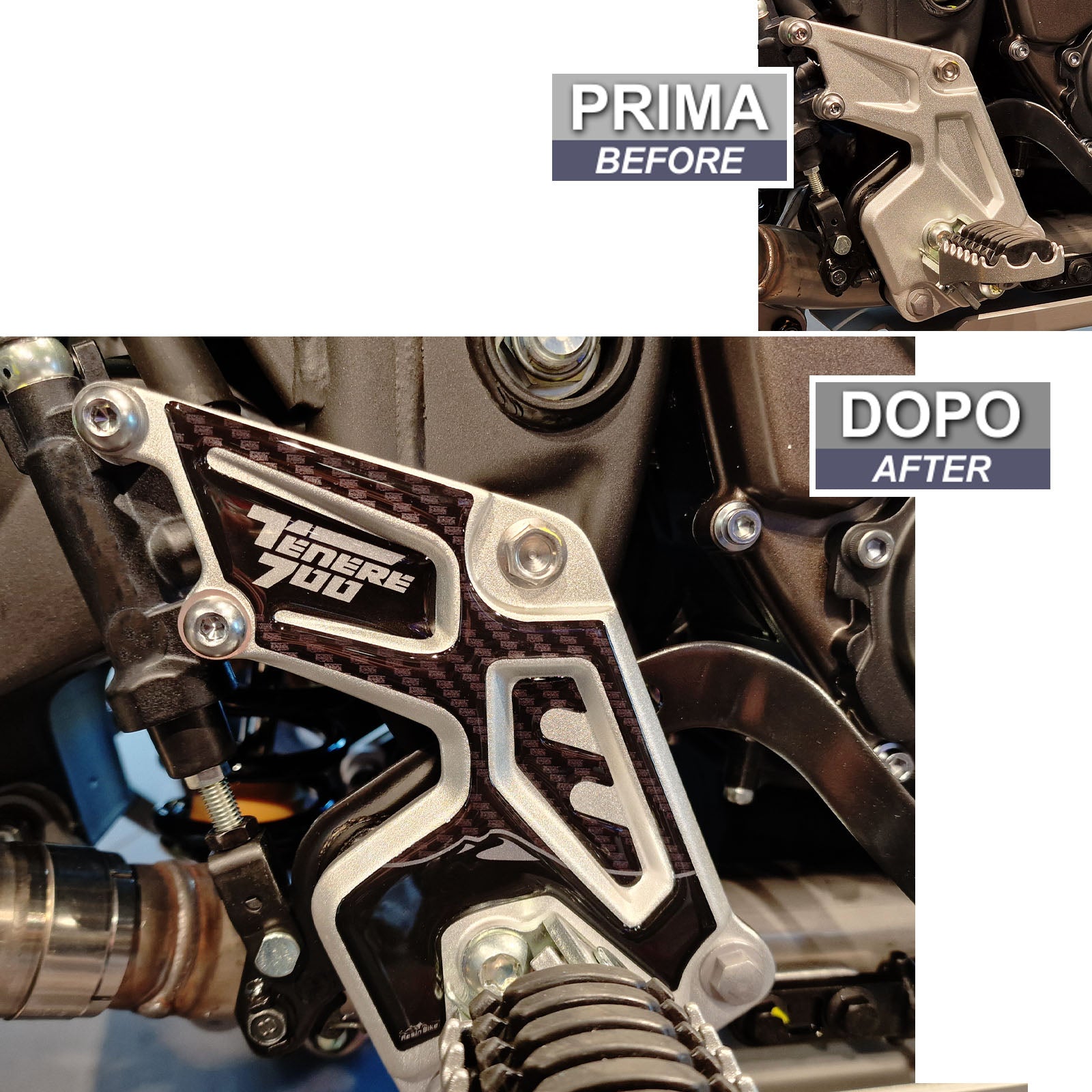 Resin Bike 3D Motorcycle Stickers - Heel Pads | Yamaha Tenere 700 2022>2024 -   Pyramid Motorcycle Accessories