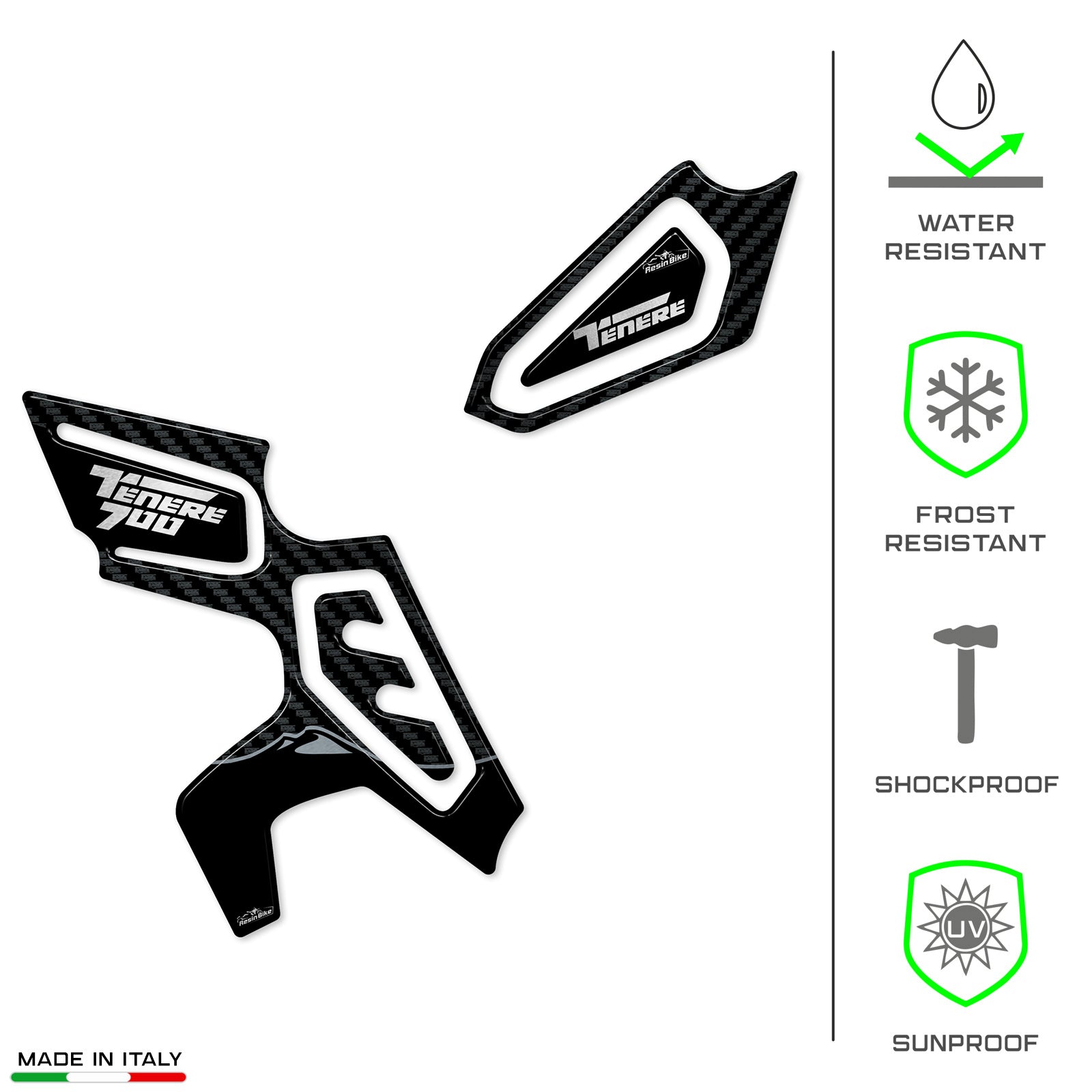 Resin Bike 3D Motorcycle Stickers - Heel Pads | Yamaha Tenere 700 2022>2024 -   Pyramid Motorcycle Accessories