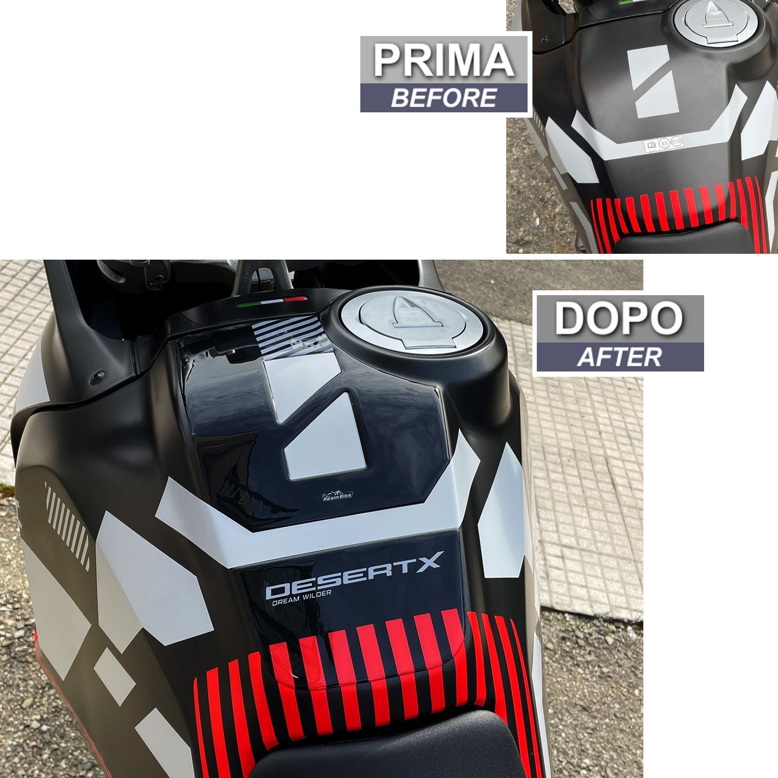 Resin Bike 3D Motorcycle Stickers - Tank Pad | Ducati Desert X 2022>2026 -   Pyramid Motorcycle Accessories