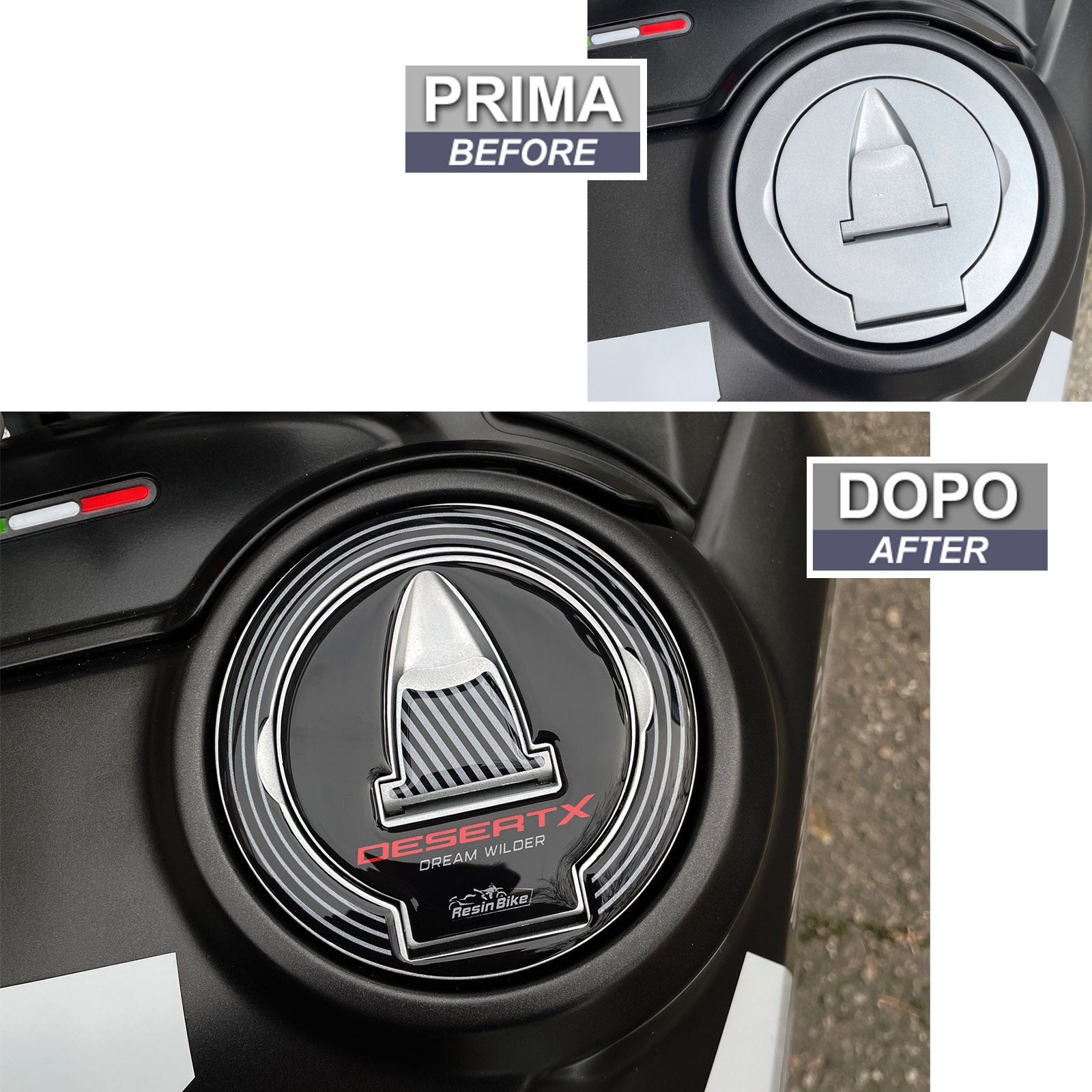 Resin Bike 3D Motorcycle Stickers - Fuel Cap | Ducati Desert X 2022>2026 -   Pyramid Motorcycle Accessories