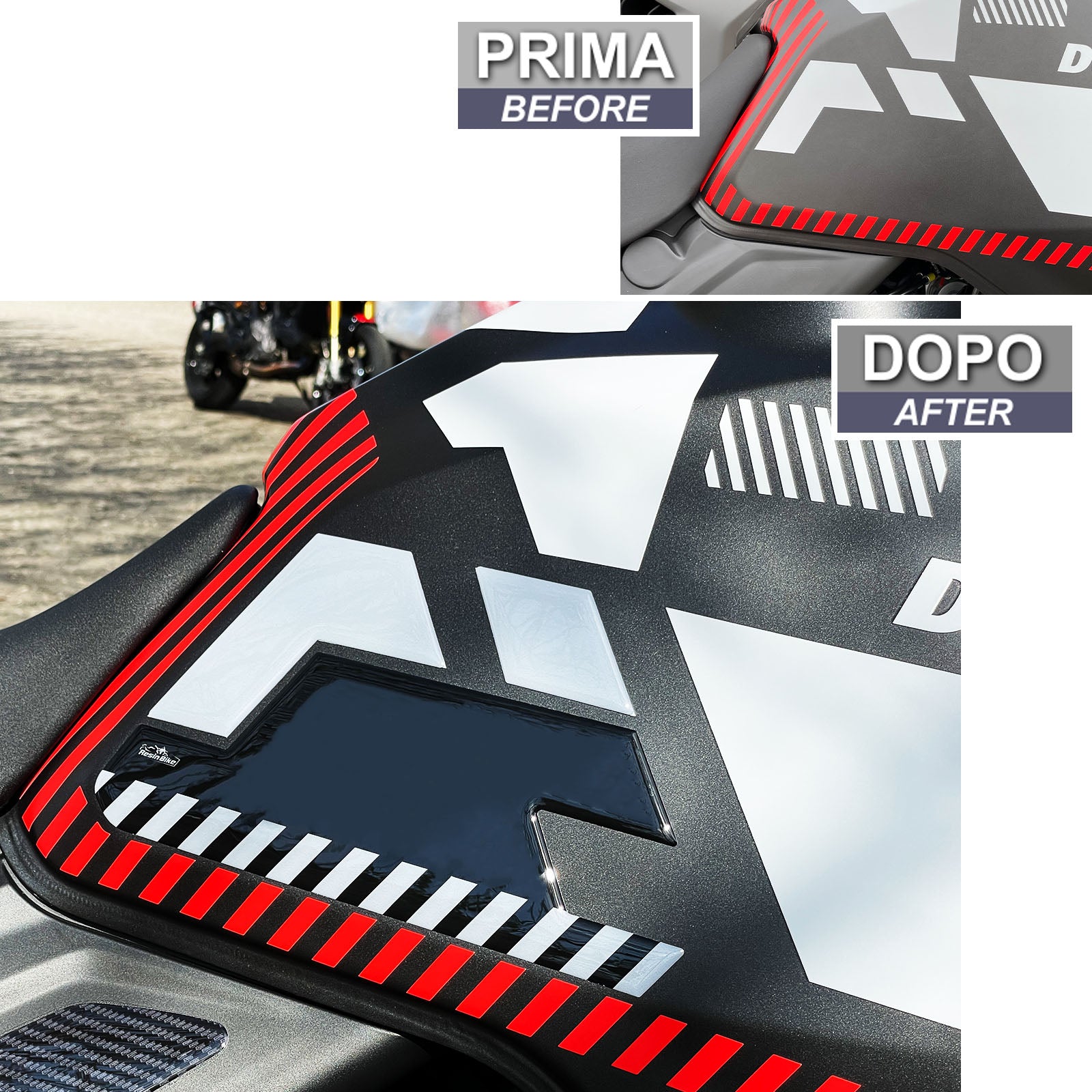 Resin Bike 3D Motorcycle Stickers - Tank Sides | Ducati Desert X 2022>2026 -   Pyramid Motorcycle Accessories